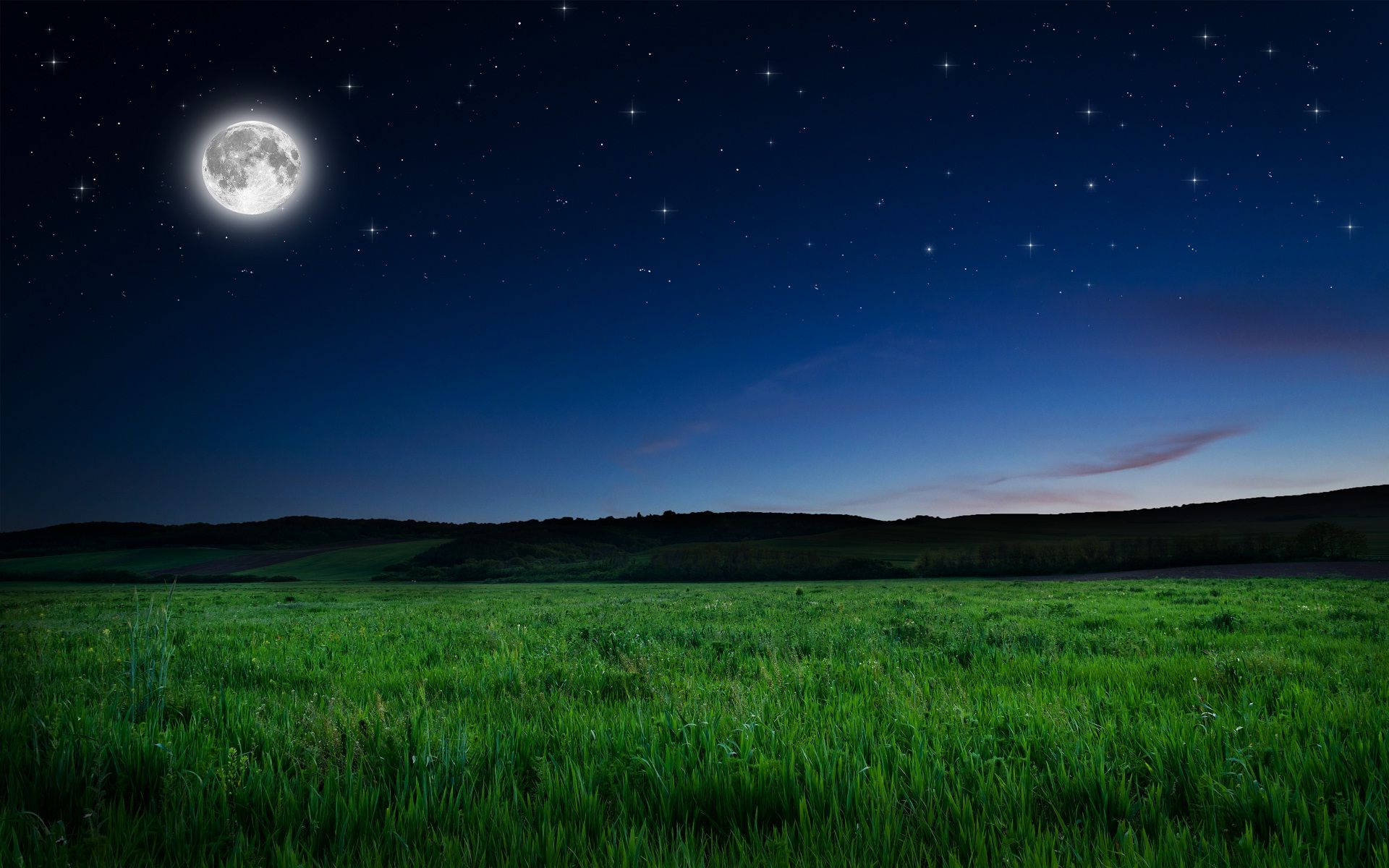 moon, night sky, starry night sky, Full HD Desktop Wallpaper