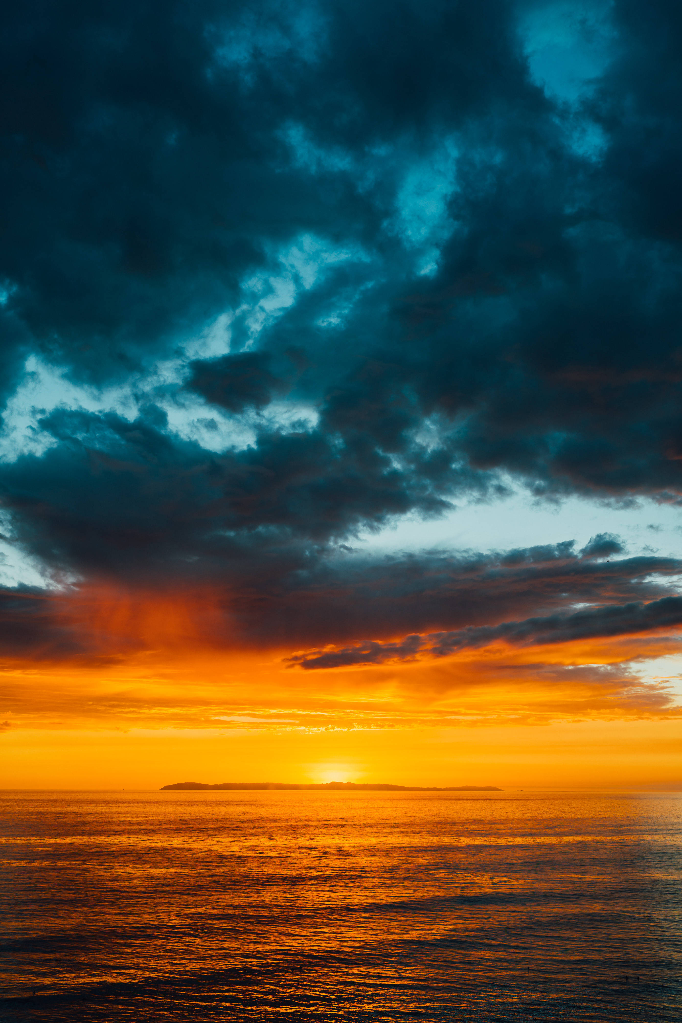 Ocean Setting Sun HD, sunset, ocean, 4K Phone Wallpaper