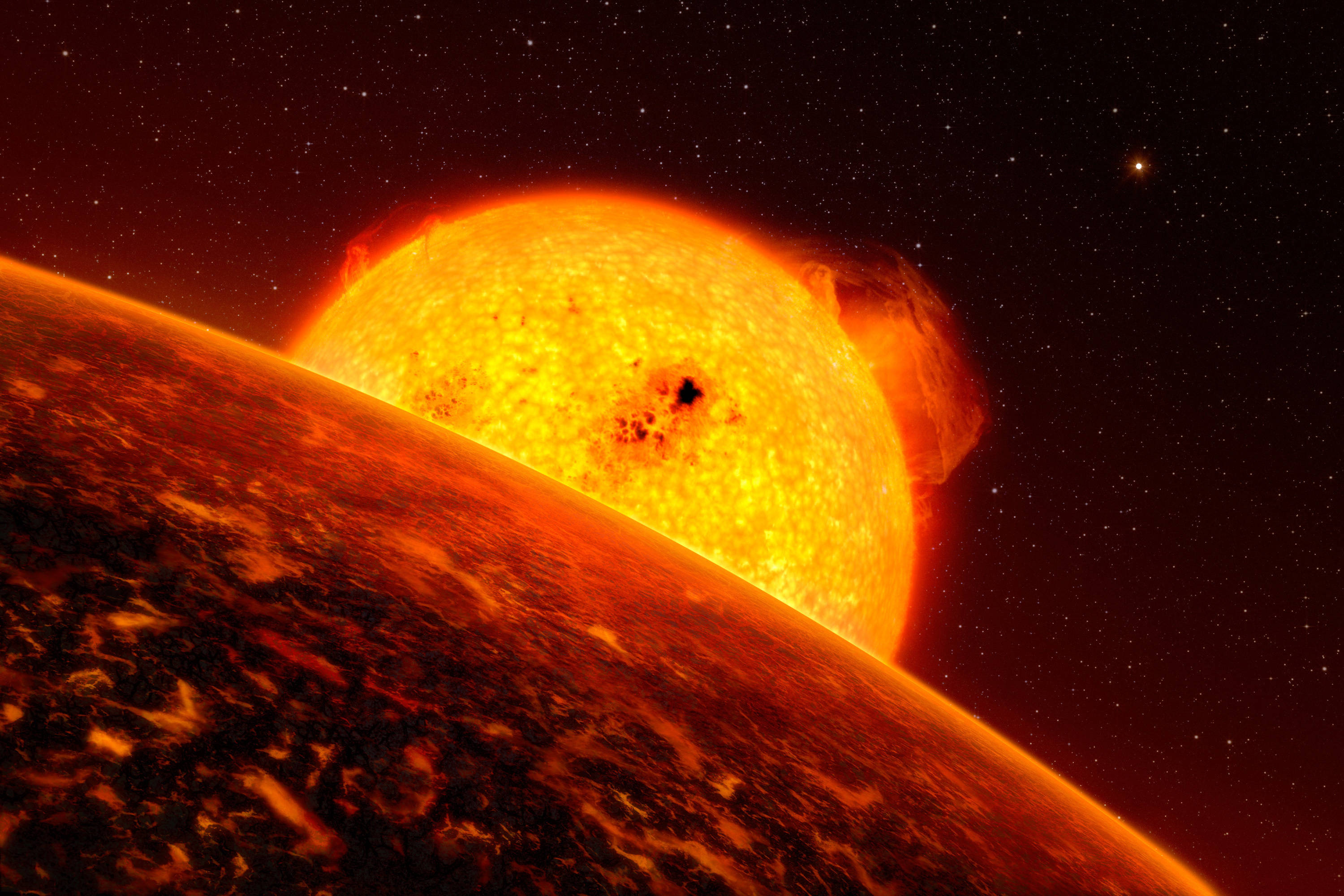 Earth, Sun, fiery sun, 2K Desktop Wallpaper