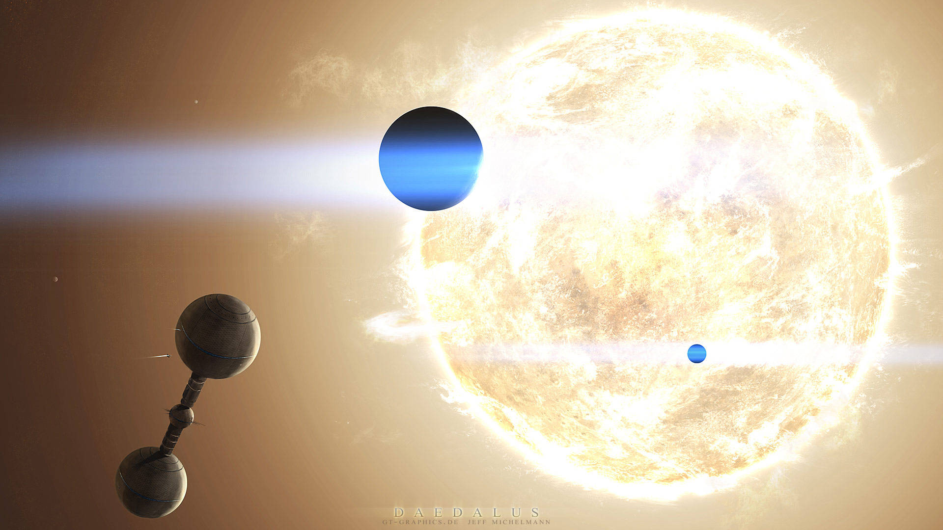 sci fi sun hd, futuristic spacecraft, glowing star, Full HD Desktop Wallpaper