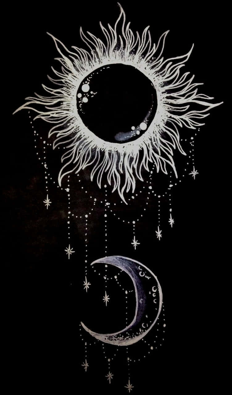 Sun and Moon Aesthetic, white sun, crescent moon, HD Phone Wallpaper