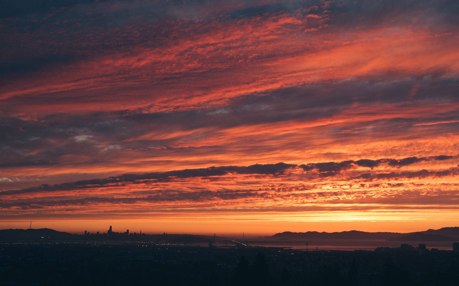Cityscape, Sunset, Sky, Full HD Desktop Wallpaper