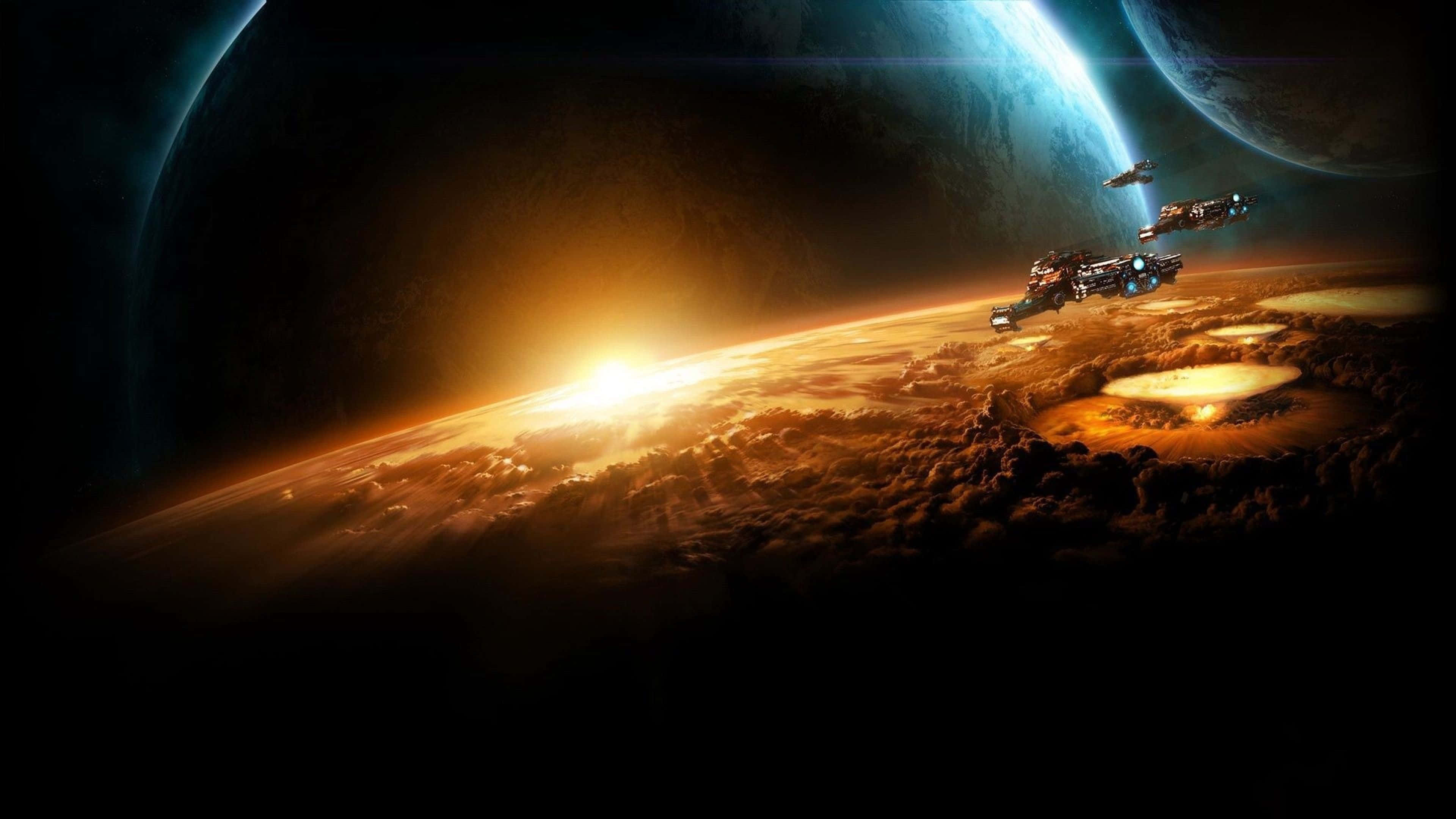 Ultra-HD, 3840 x 2160, futuristic spaceships, 4K Desktop Wallpaper