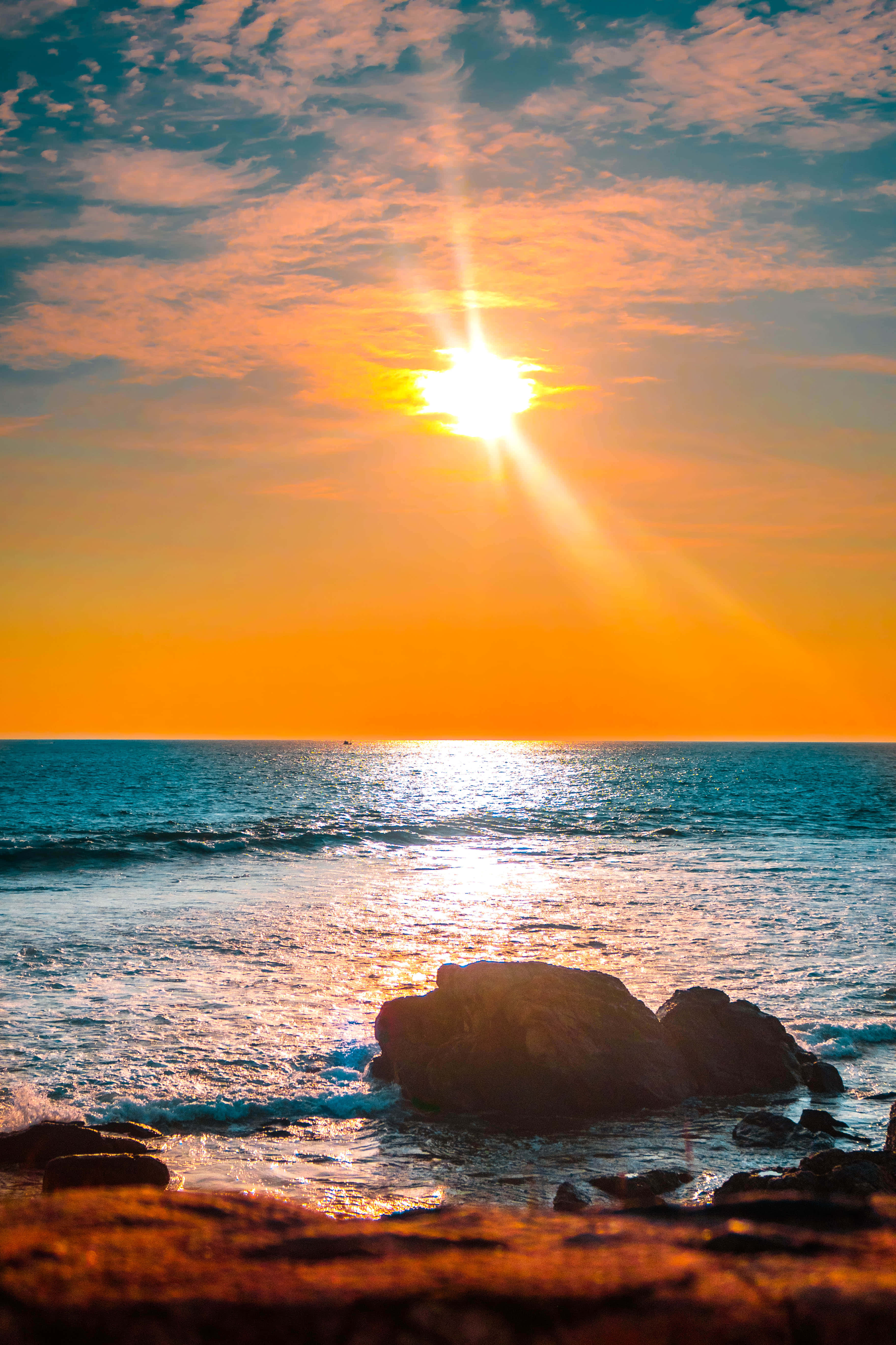 sun rise, sunset, ocean, 5K Phone Wallpaper