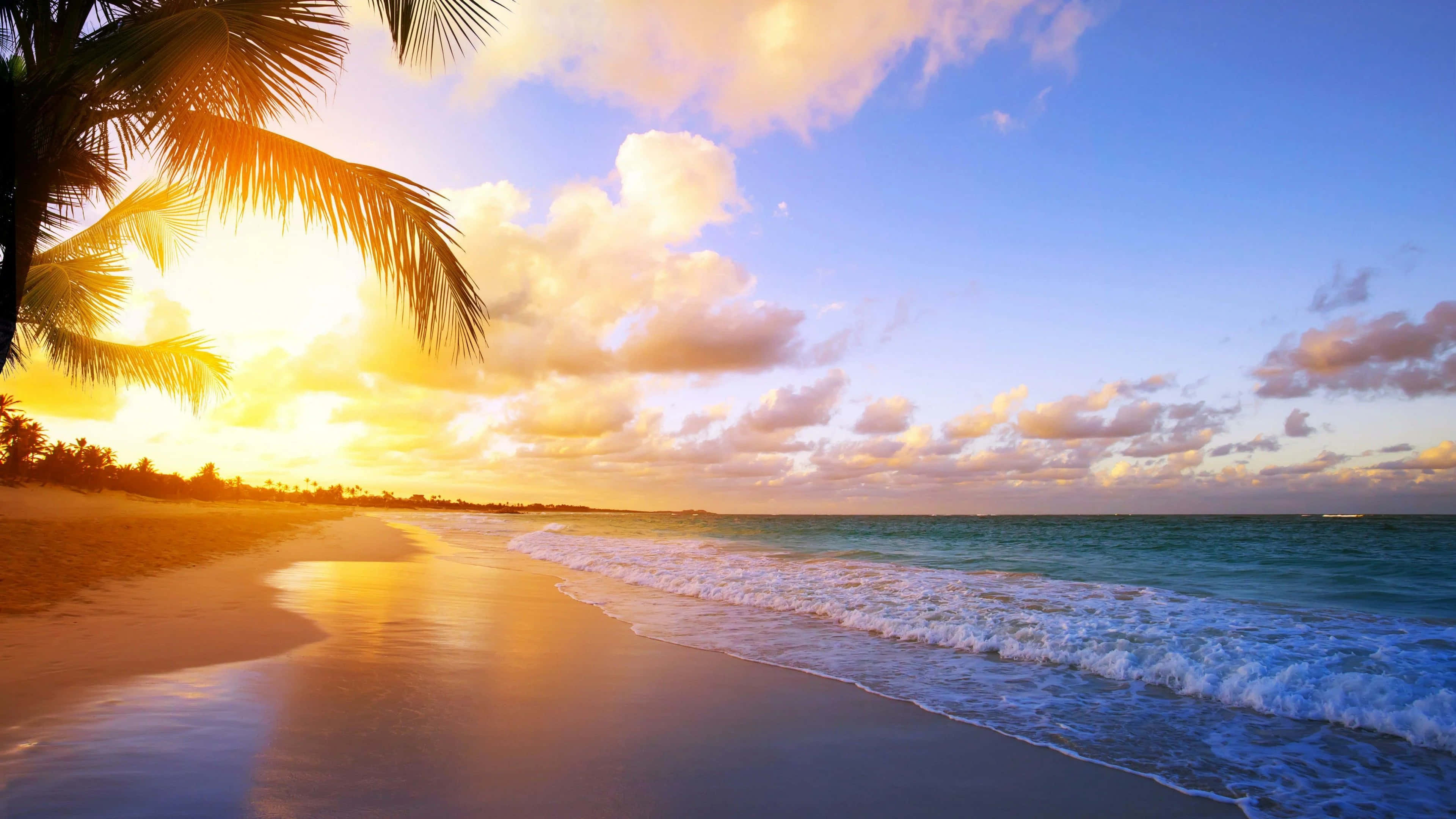 Sun Rise, serene beach, golden sunset, 4K Desktop Wallpaper