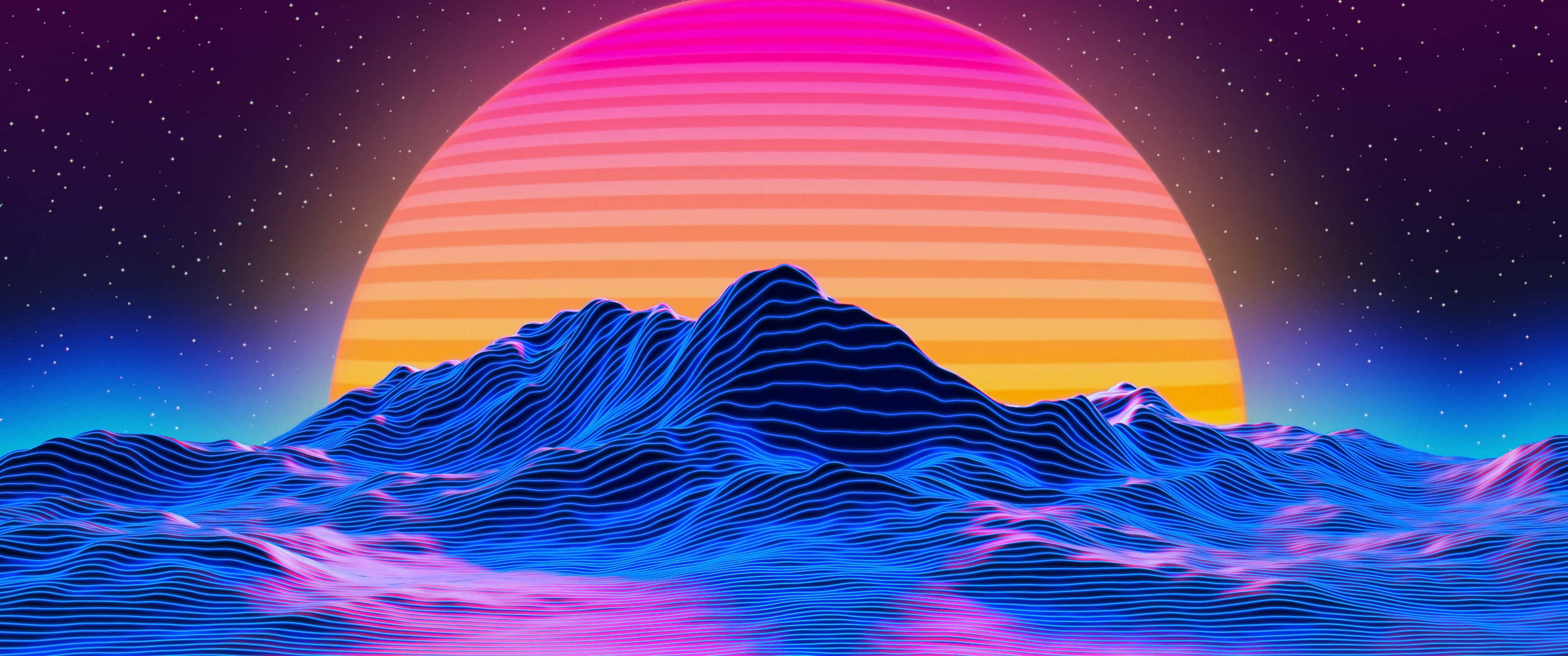 3440x1440, neon, pink orange stripes, 2K Desktop Wallpaper