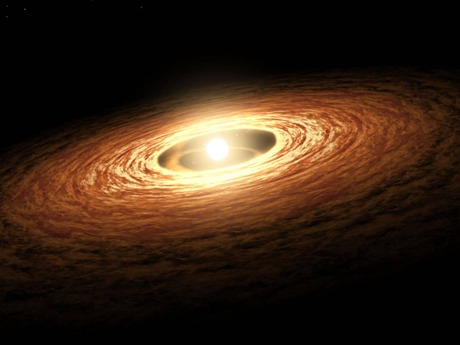newborn star, swirling golden dust, cosmic nebula, HD Desktop Wallpaper