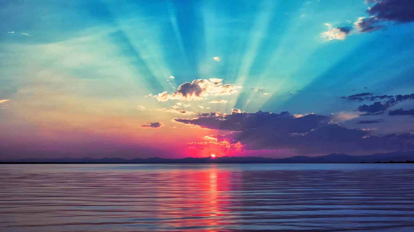 purple pink sun rise, sunset rays, clouds, HD Desktop Wallpaper
