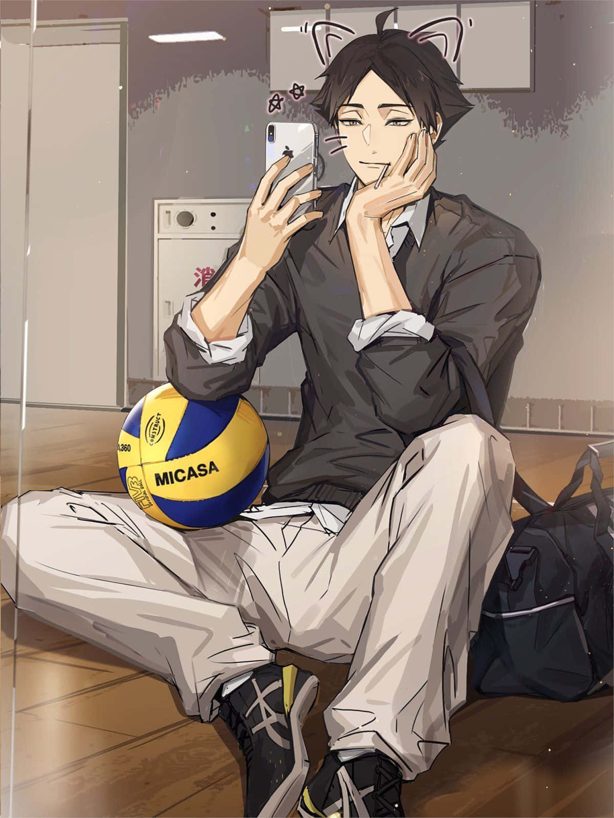 Suna Rintarou, cat ears, gym floor, HD Phone Wallpaper