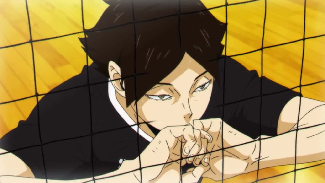 Suna Rintarou, anime volleyball player, vibrant yellow background, HD Desktop Wallpaper