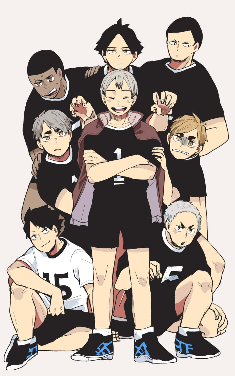 Suna Rintarou, anime volleyball players, black and white uniforms, HD Phone Wallpaper