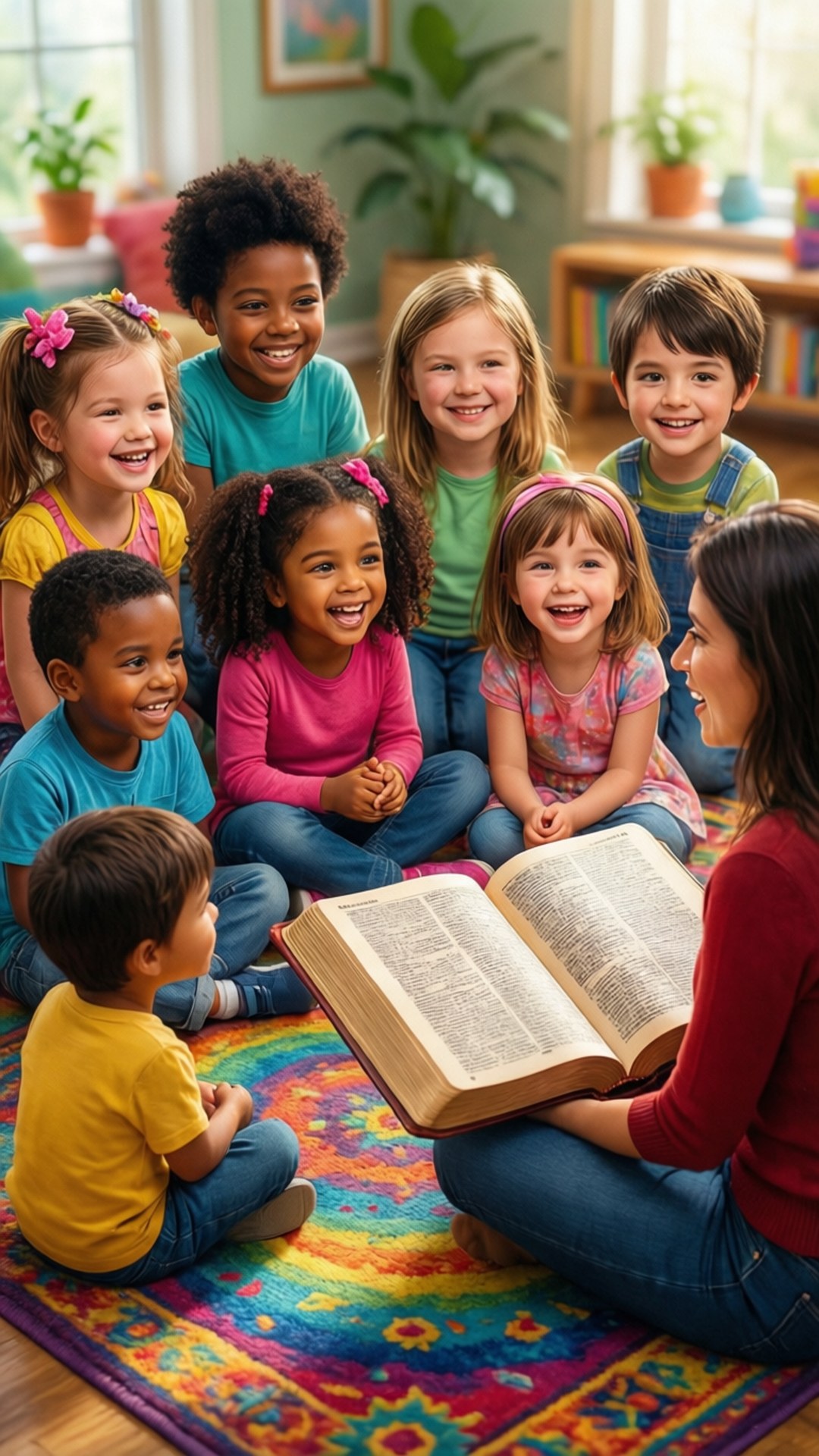 children, teacher, bible, Full HD Phone Wallpaper