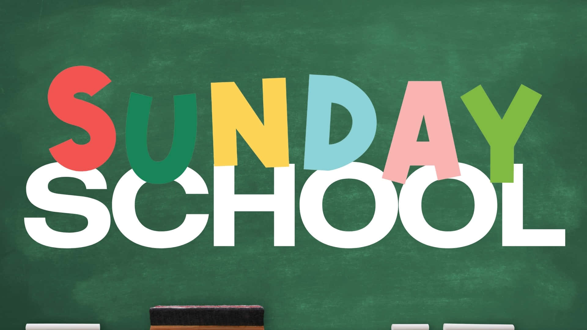 Sunday School, green chalkboard, black eraser, Full HD Desktop Wallpaper