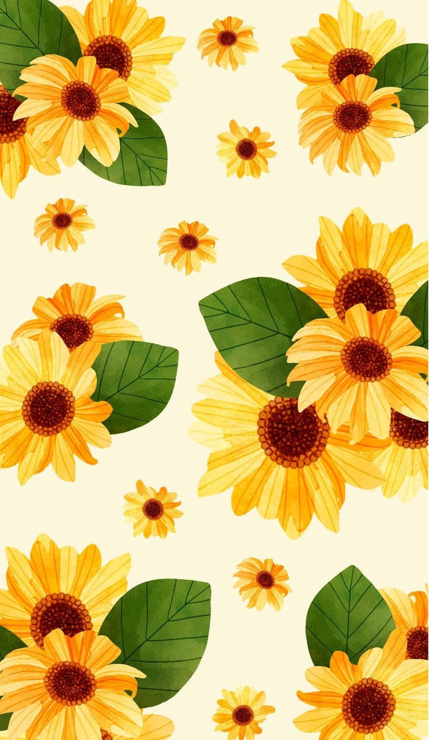 sunflower, watercolor style, cream background, HD Phone Wallpaper