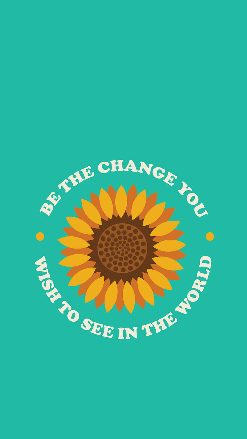 sunflower aesthetic iPhone, teal background, vibrant sunflower graphic, HD Phone Wallpaper