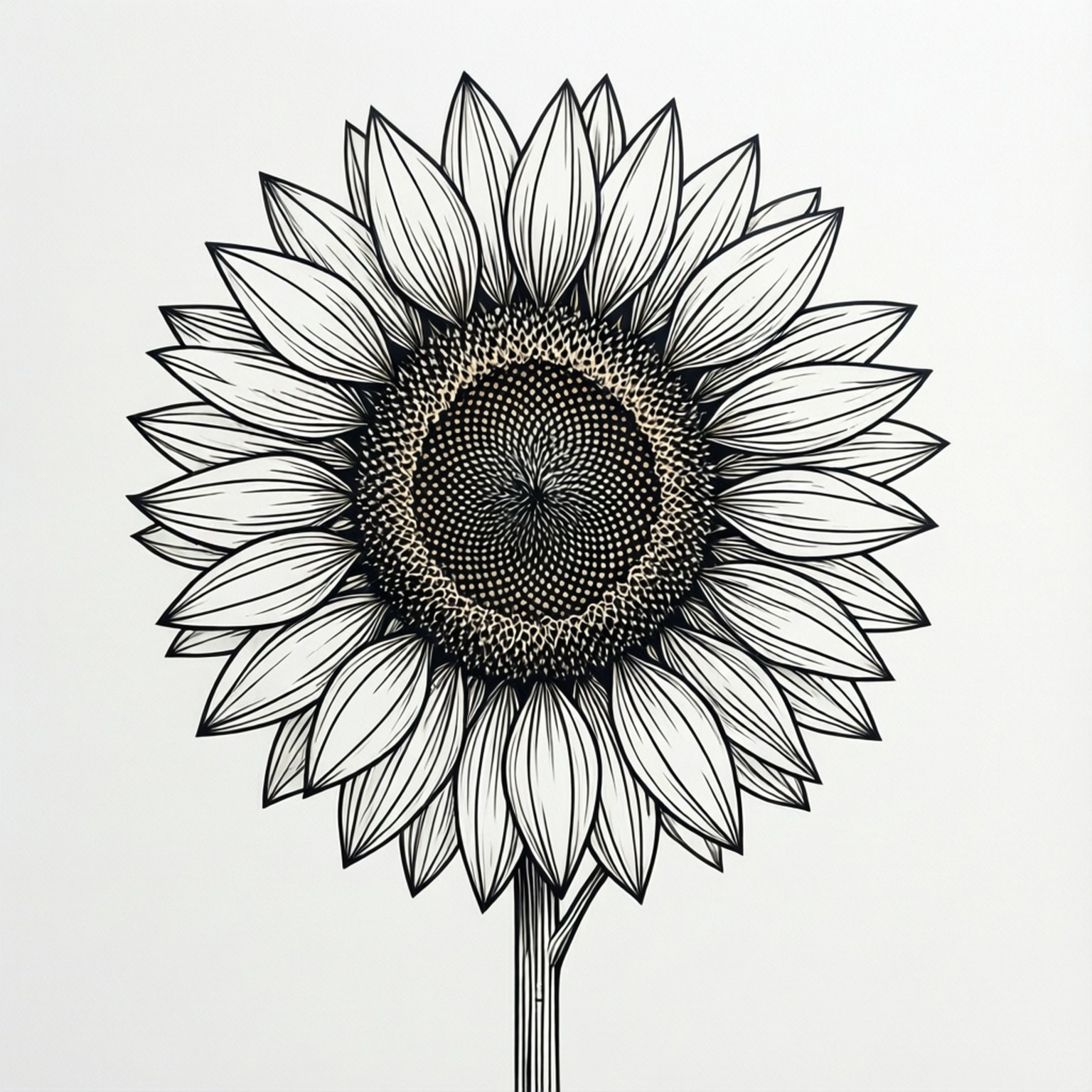 line art, sunflowers, black and white line drawing, HD Desktop Wallpaper