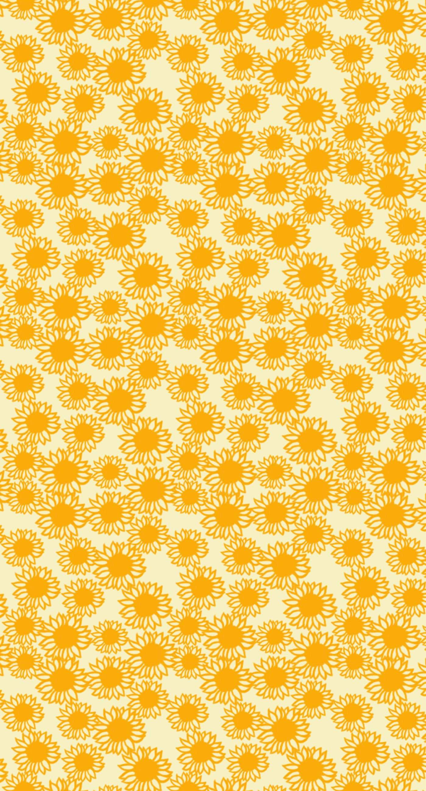 yellow sunflower pattern, pale cream background, repeating pattern, 2K Phone Wallpaper