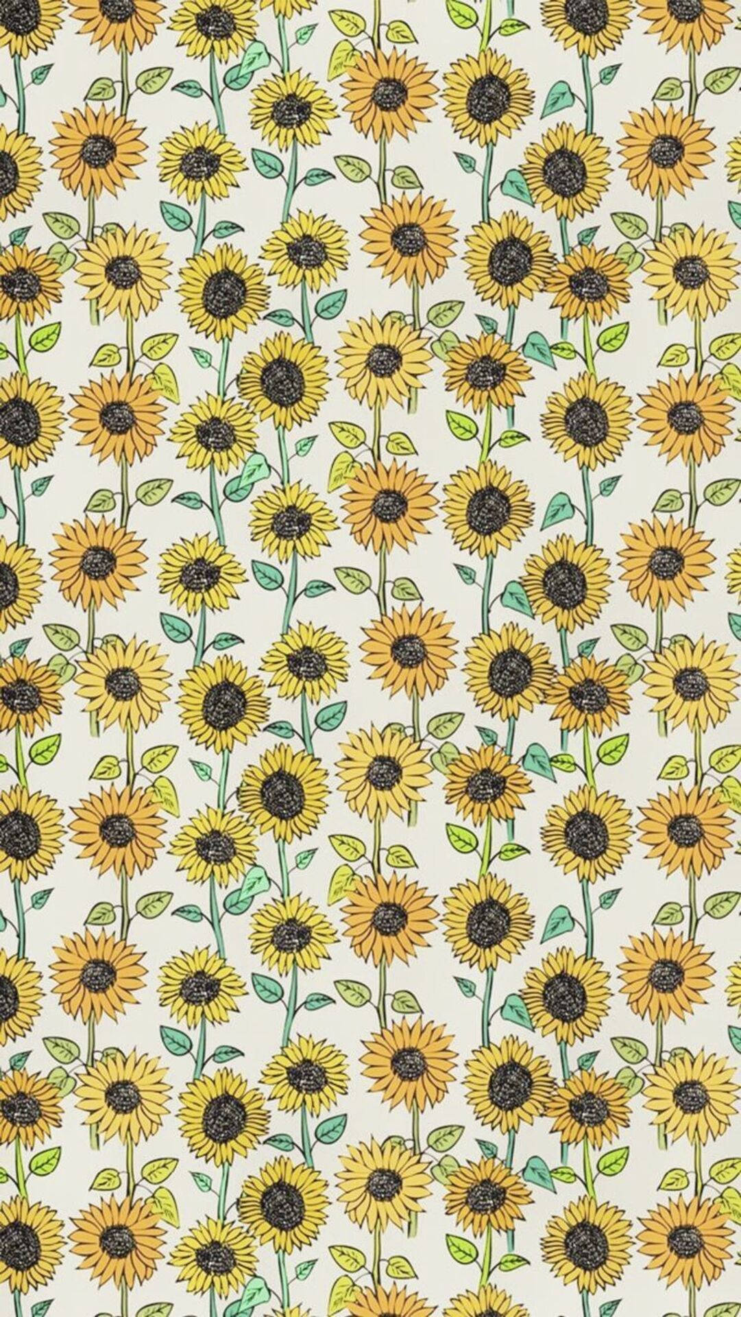 Sunflower Doodle Art iPhone, sunflowers, dark centers, Full HD Phone Wallpaper