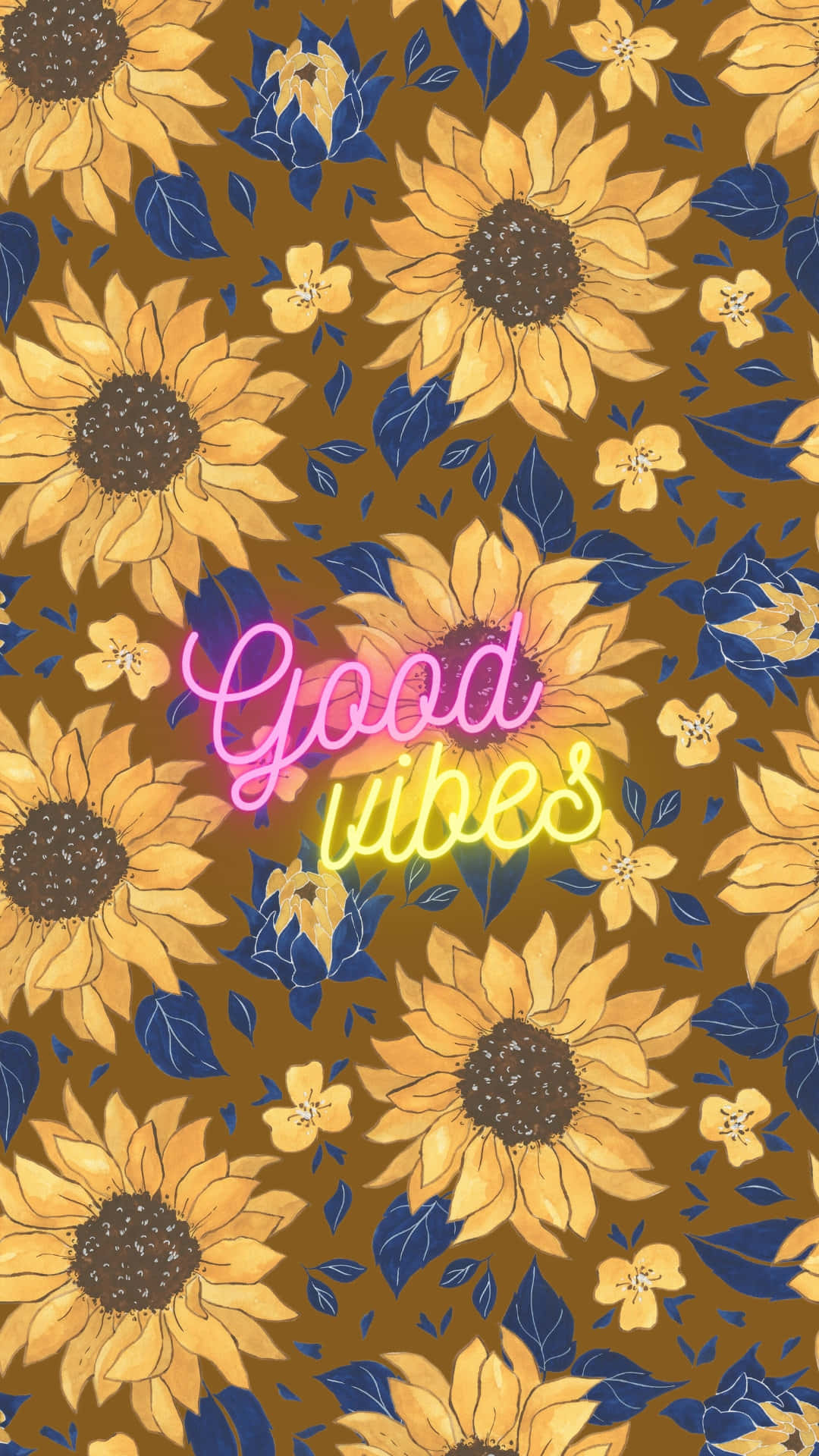 sunflower, neon, good vibe, Full HD Phone Wallpaper