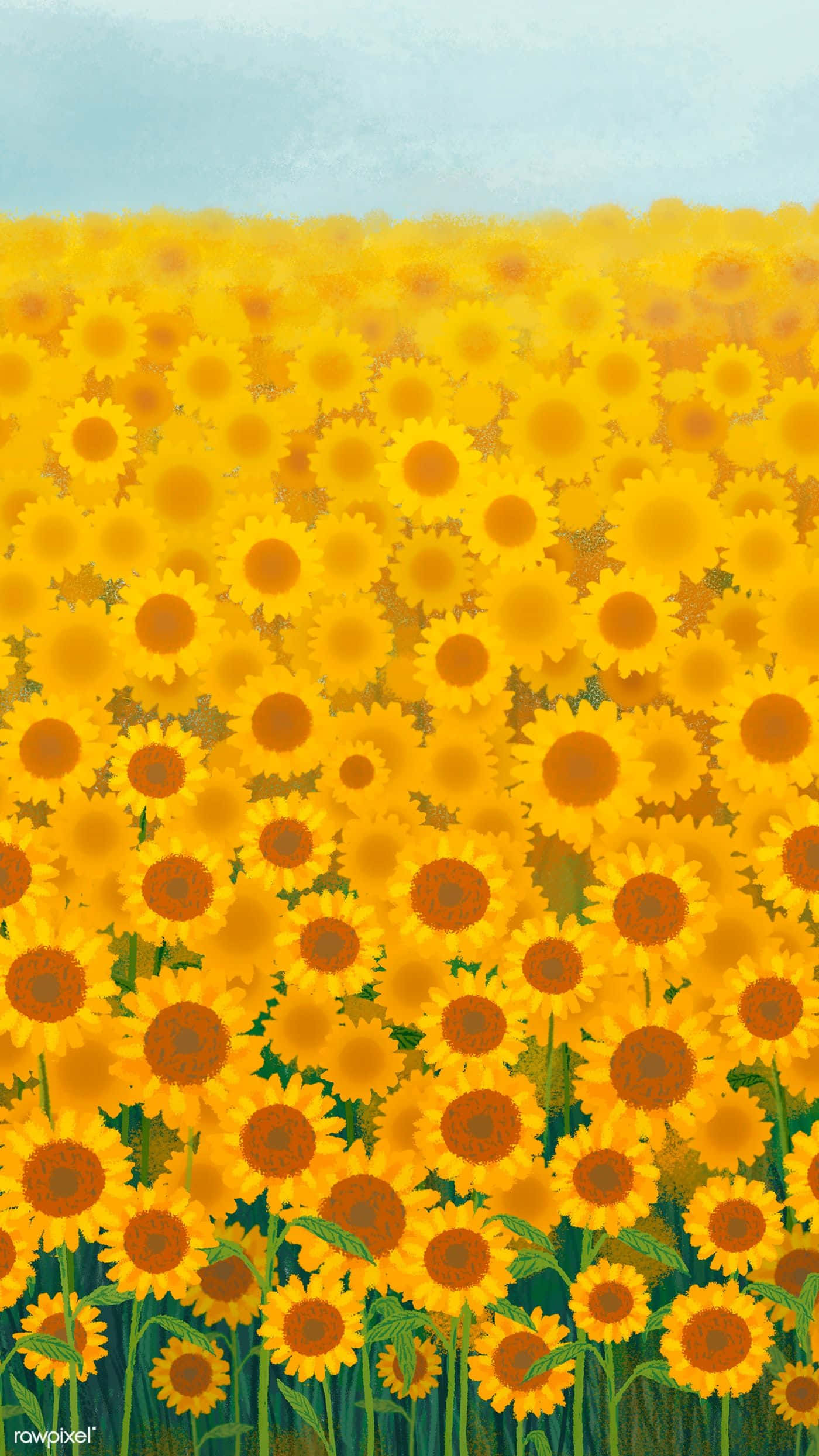 Sunflower Phone, bright yellow, soft blue sky, Full HD Phone Wallpaper