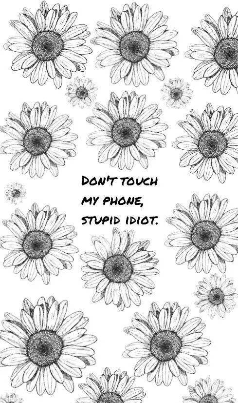 Sunflower Phone, daisies, black and white line art, SD Phone Wallpaper
