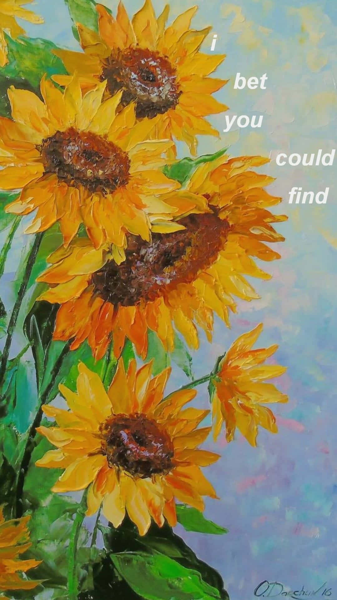 sunflower, textured oil painting, bold yellow petals, Full HD Phone Wallpaper