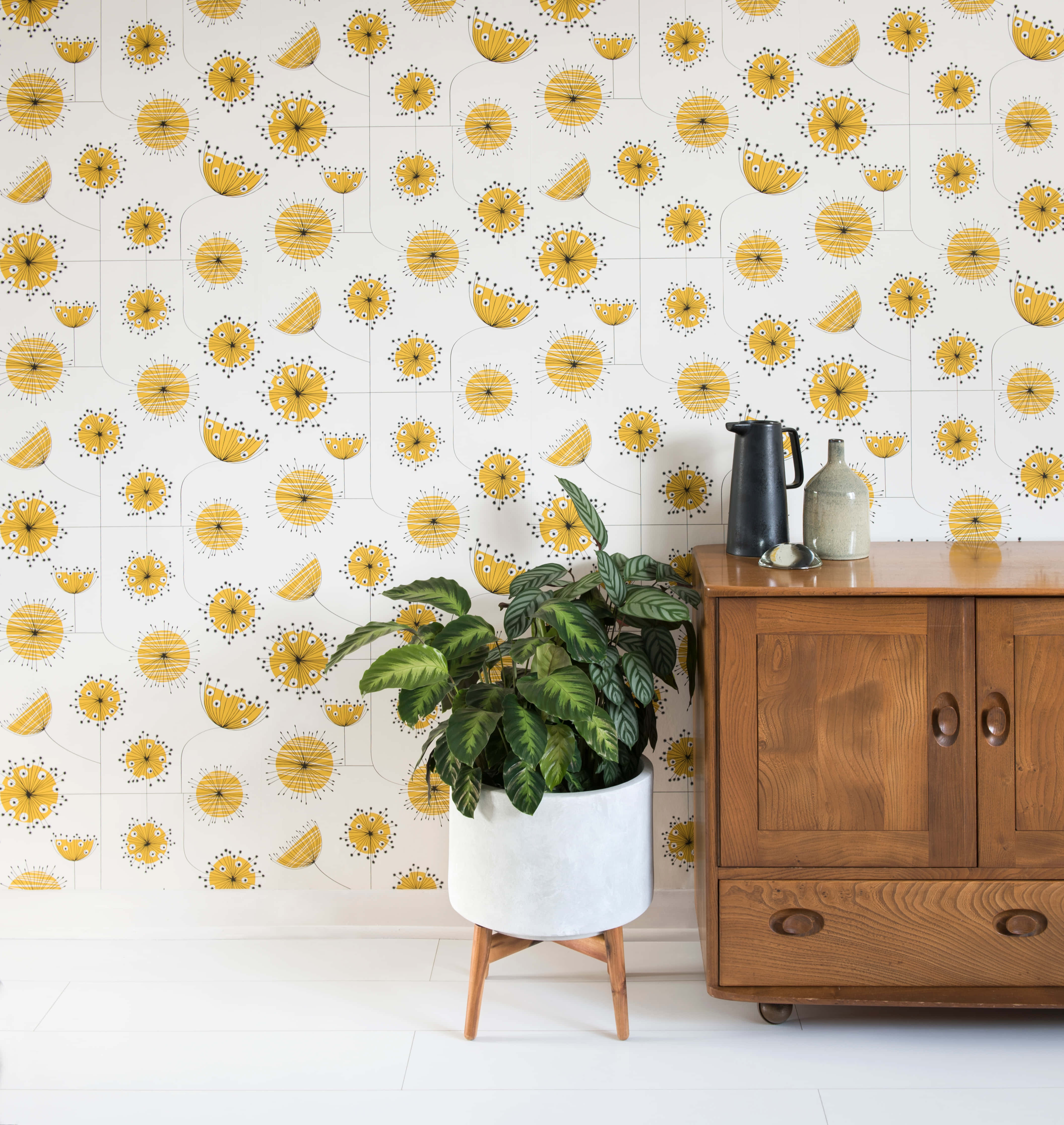 sunflower yellow, retro yellow, geometric patterns, 4K Phone Wallpaper
