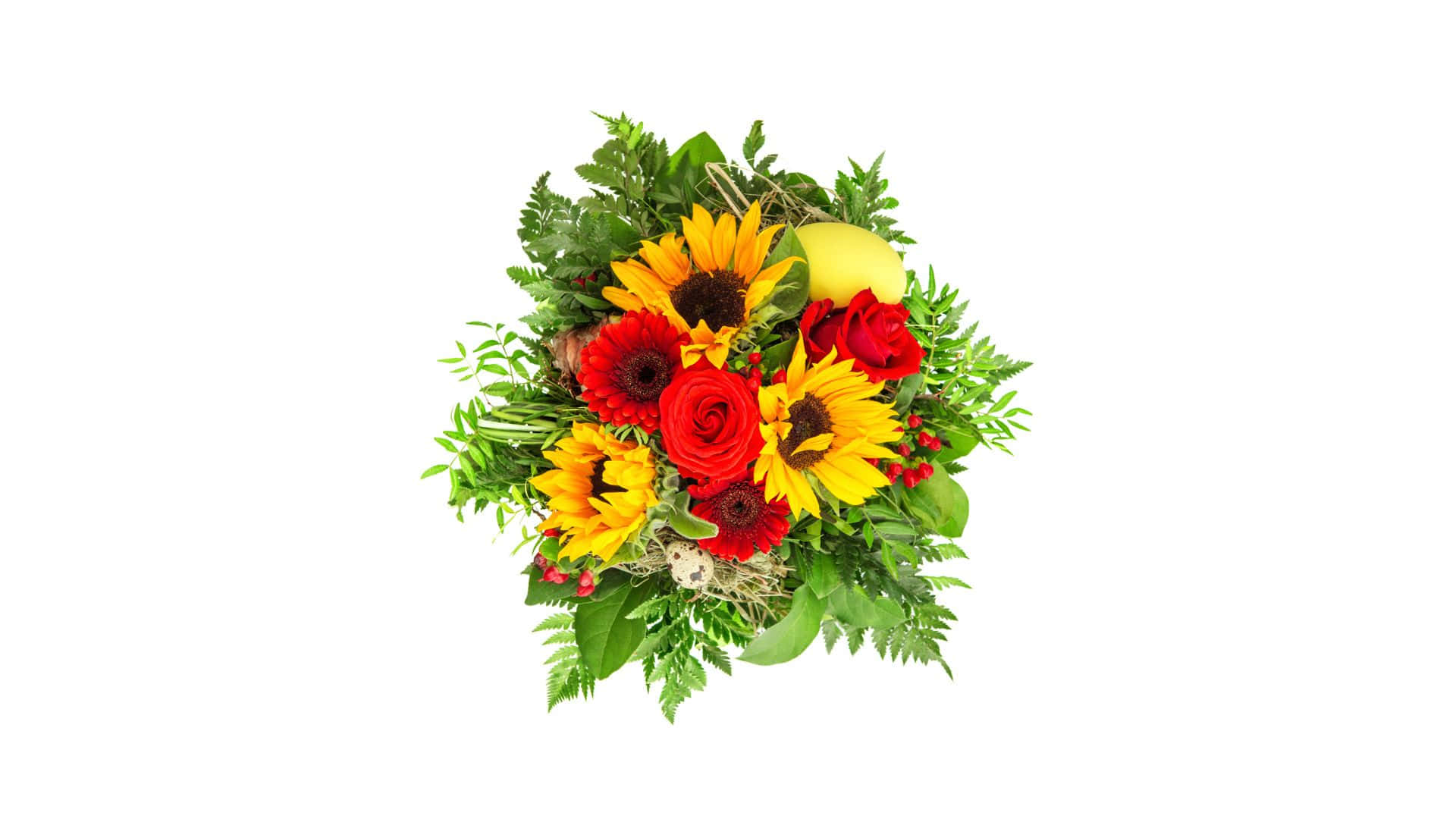 Sunflowers And Roses, sunflowers, red roses, Full HD Desktop Wallpaper