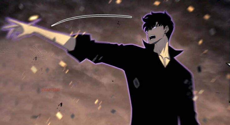 Sung Jin Woo, black coat, glowing energy blast, SD Desktop Wallpaper