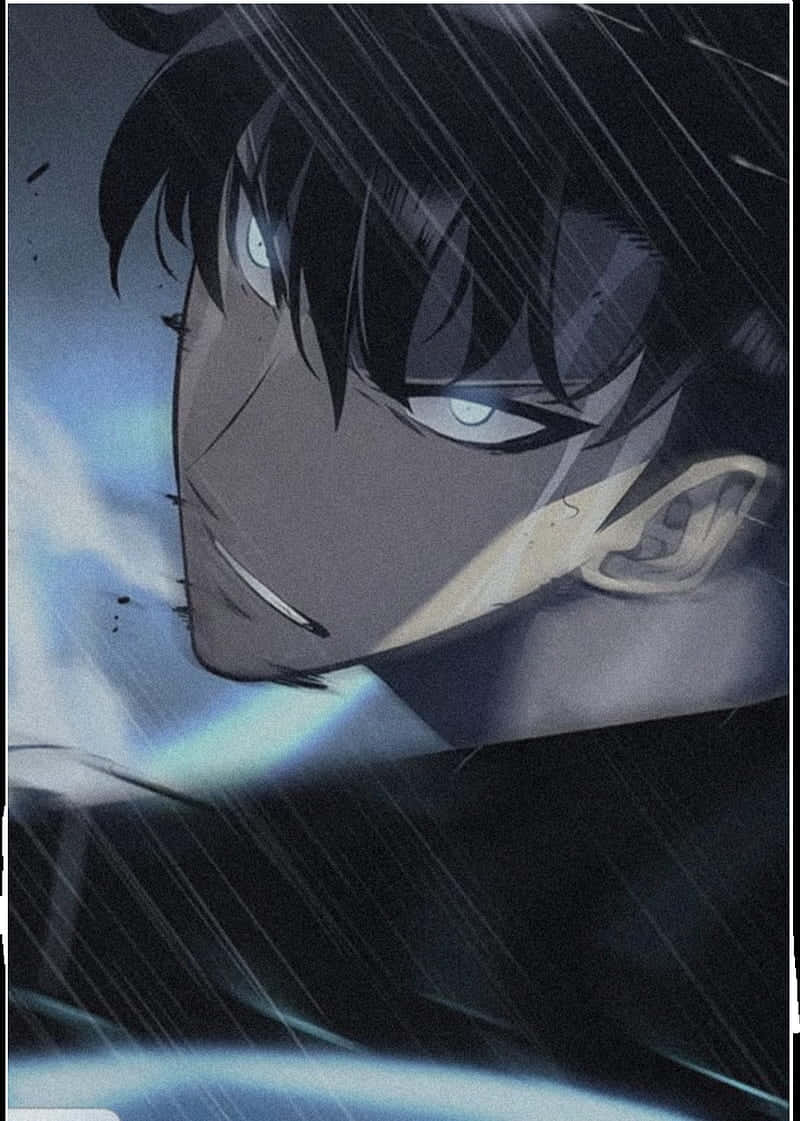 Sung Jin Woo, anime, glowing blue eyes, SD Phone Wallpaper