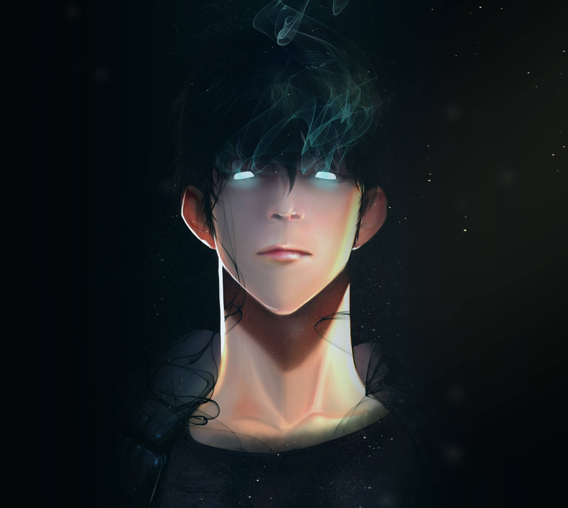 Sung Jin Woo, glowing eyes, dark hair, Full HD Desktop Wallpaper