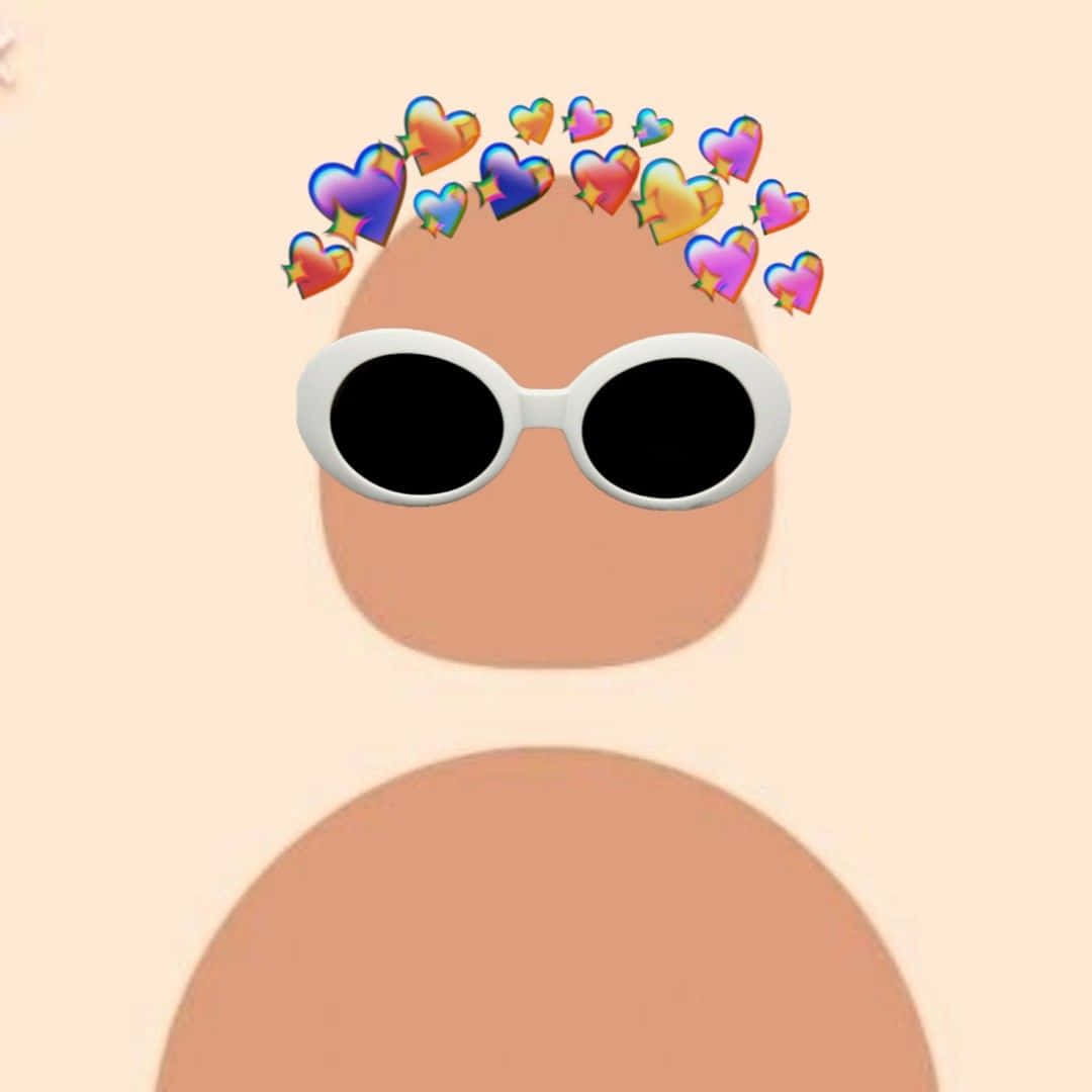 white sunglasses, rainbow hearts, peach background, SD Desktop Wallpaper