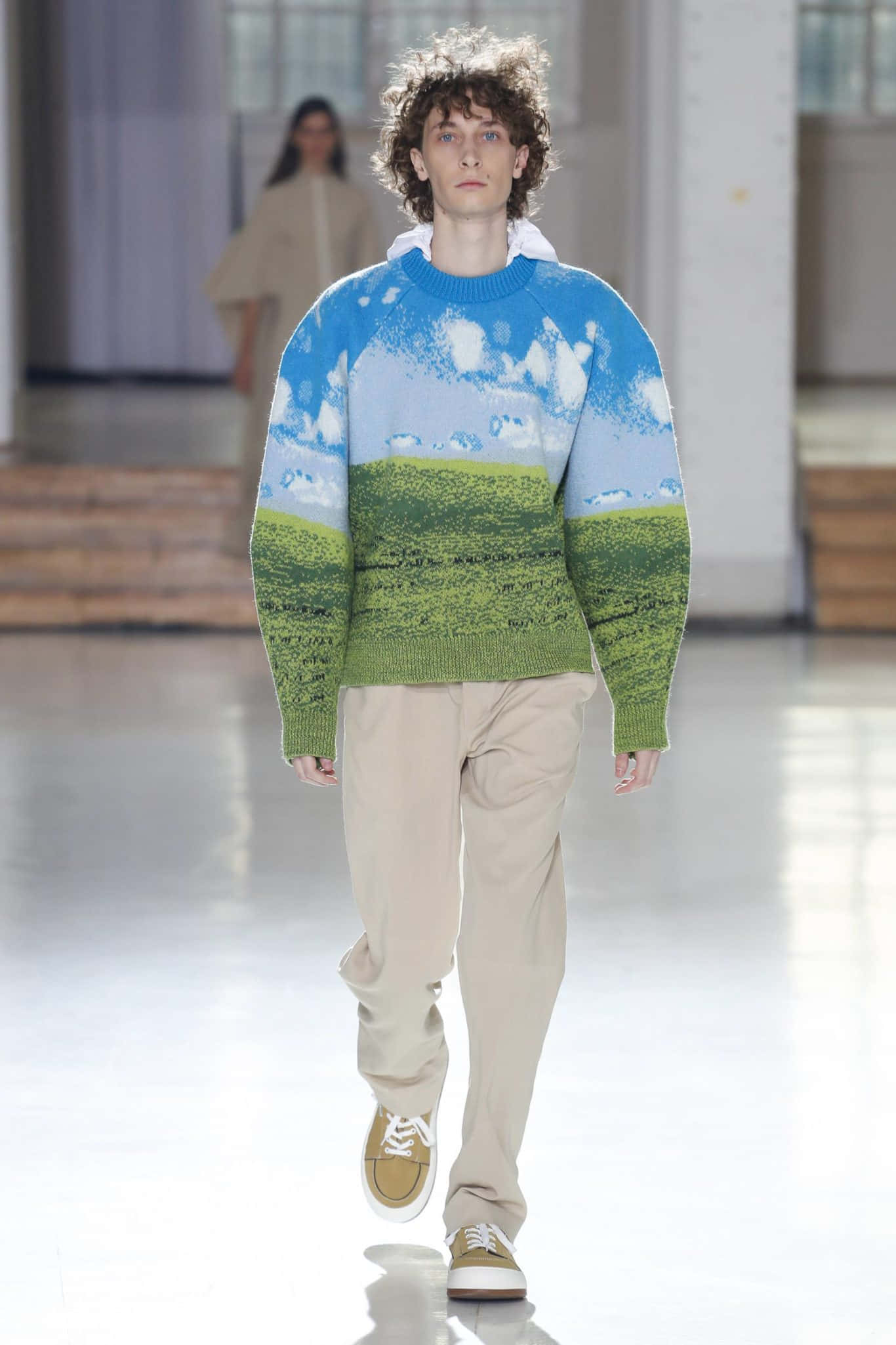 Sunnei, Countryside Intarsia Jumper, vivid blue sky, Full HD Phone Wallpaper