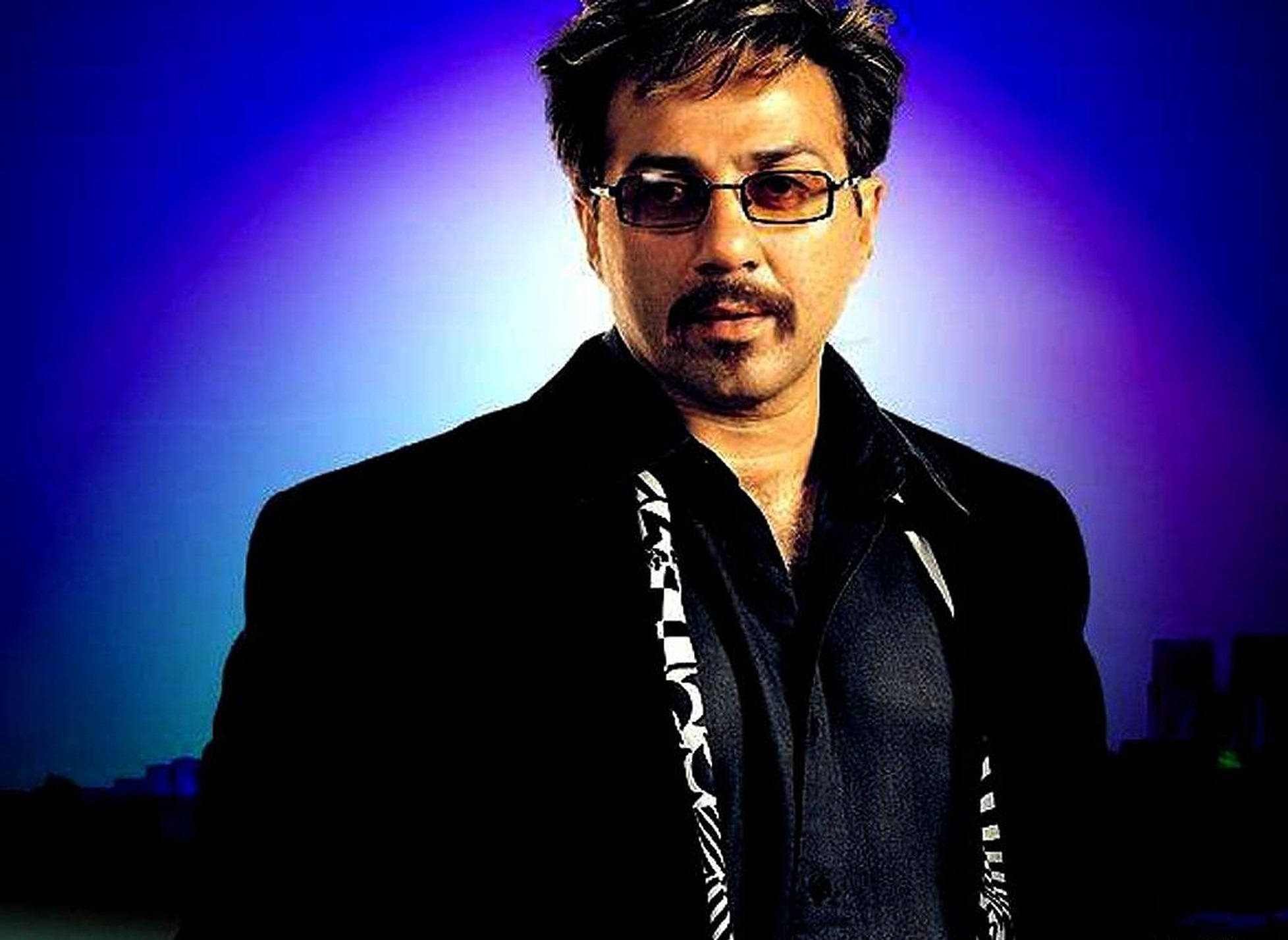 Sunny Deol, black jacket, patterned shirt, Full HD Desktop Wallpaper