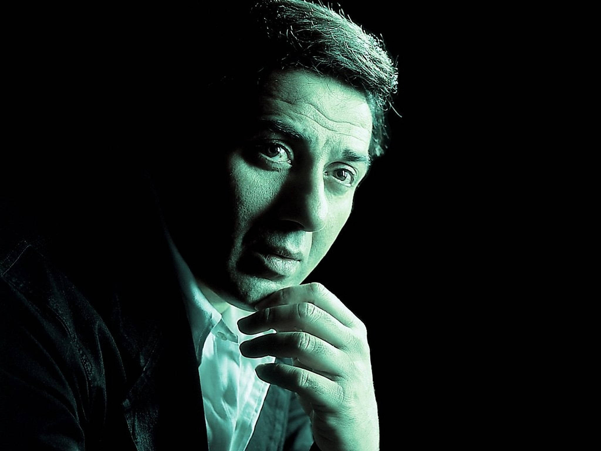 Sunny Deol, green filter, white shirt, Full HD Desktop Wallpaper