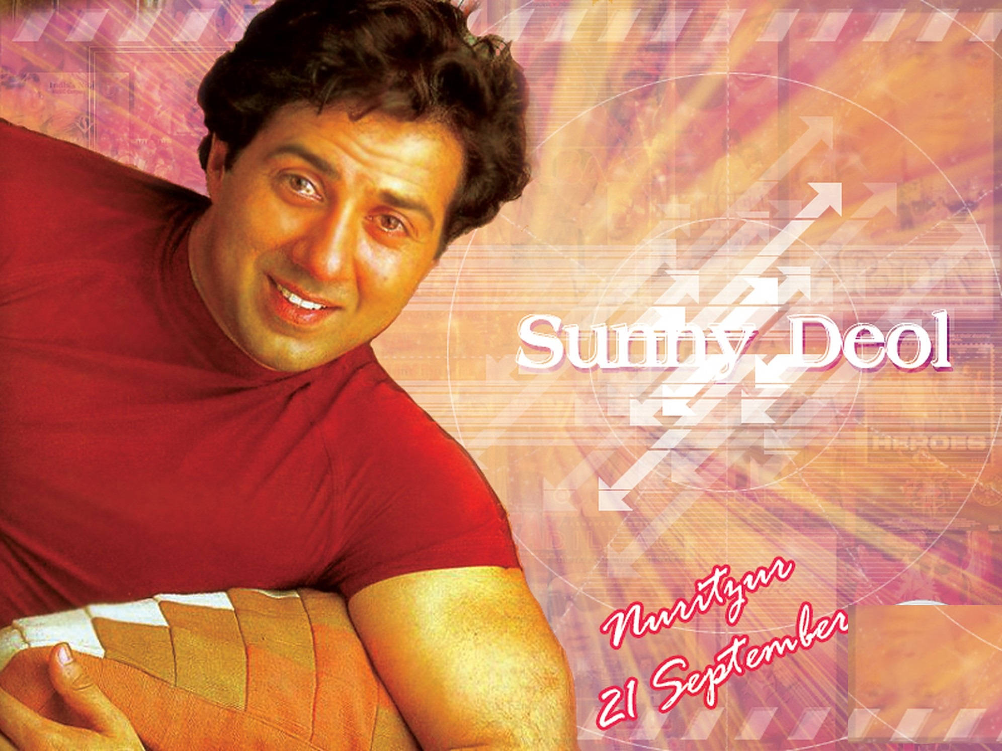 Sunny Deol, red shirt, football, Full HD Desktop Wallpaper
