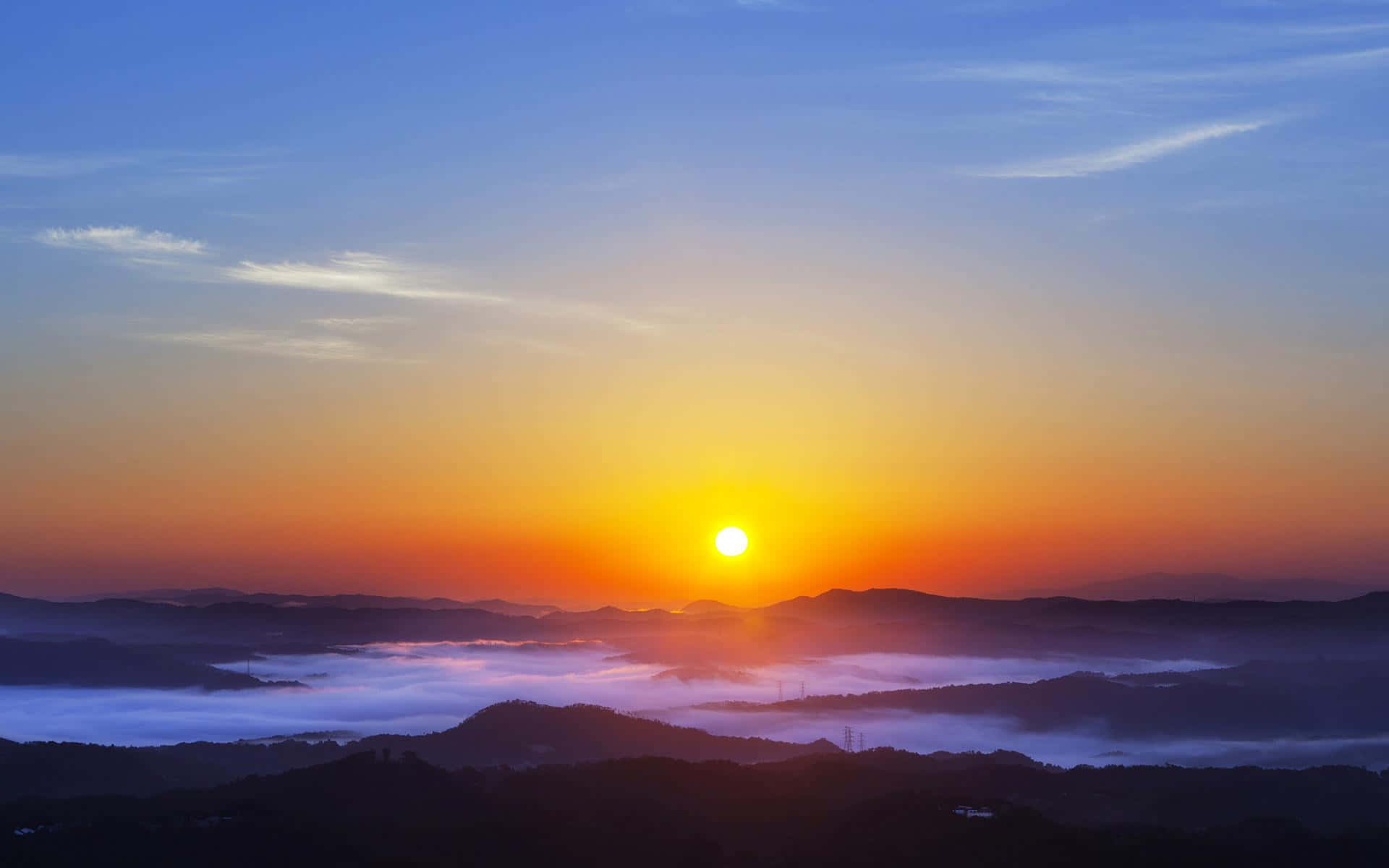 sunrise, orange, blue, Full HD Desktop Wallpaper