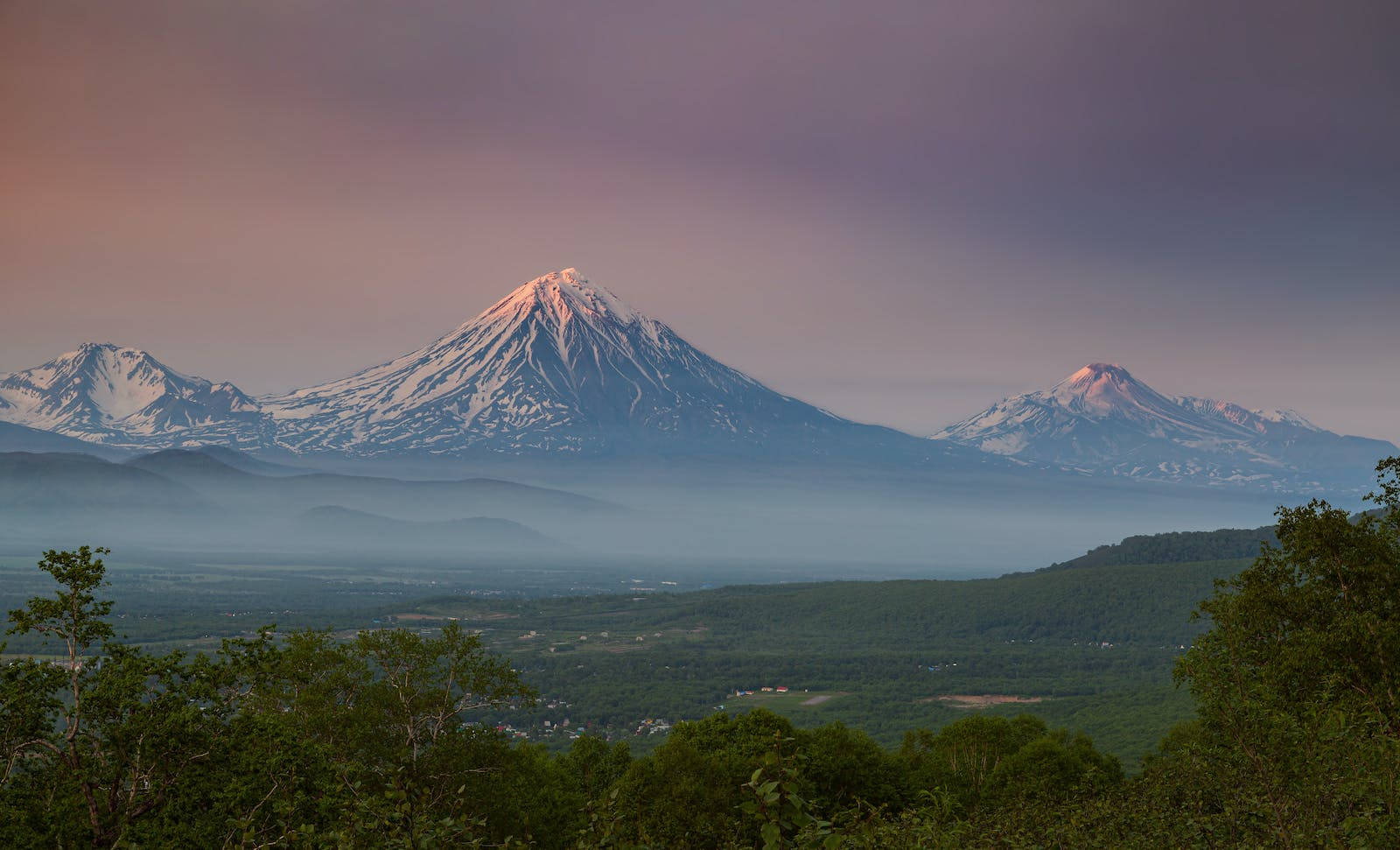 sunrise nature, snowcapped mountains, pink, HD Desktop Wallpaper