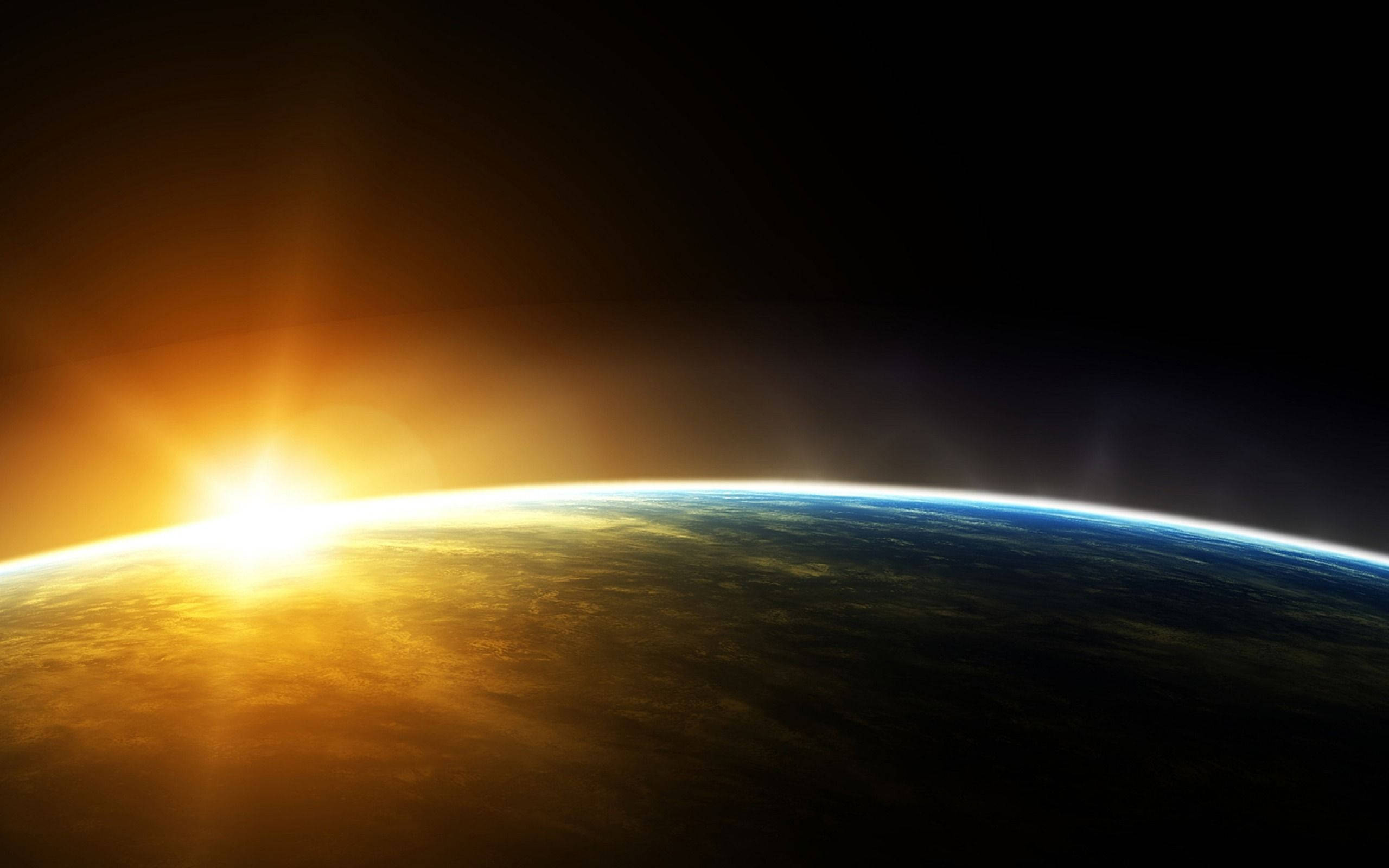 Earth, sunrise, space, 2K Desktop Wallpaper