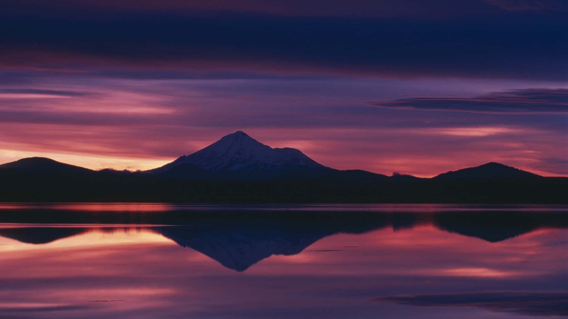mountain horizon, snowcapped mountain, calm water, Full HD Desktop Wallpaper