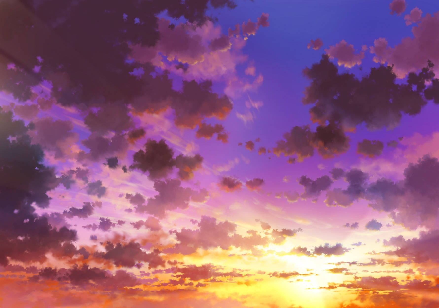 sunset sky, purple, orange, HD Desktop Wallpaper