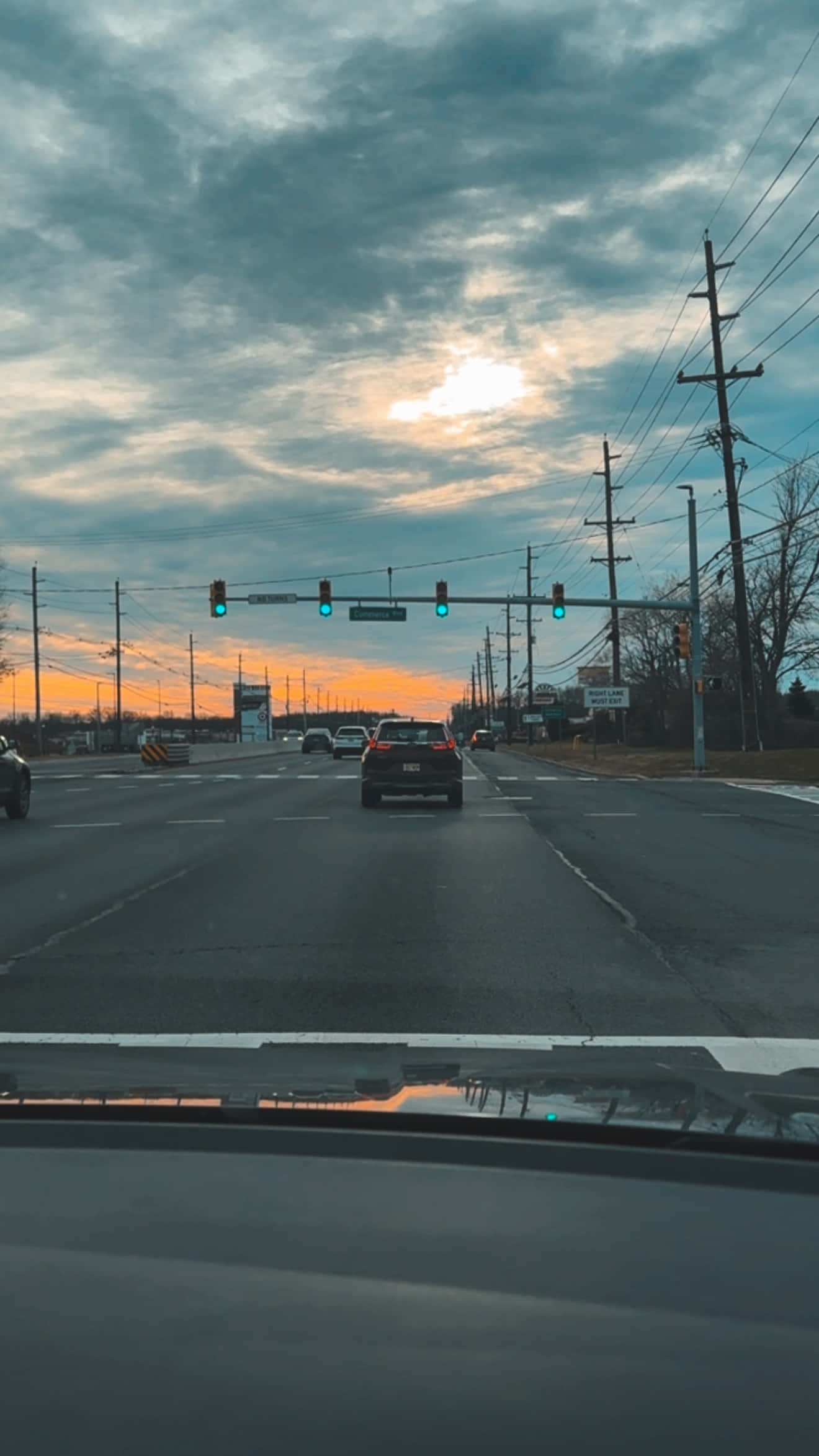 sunset, orange clouds, traffic light, Full HD Phone Wallpaper