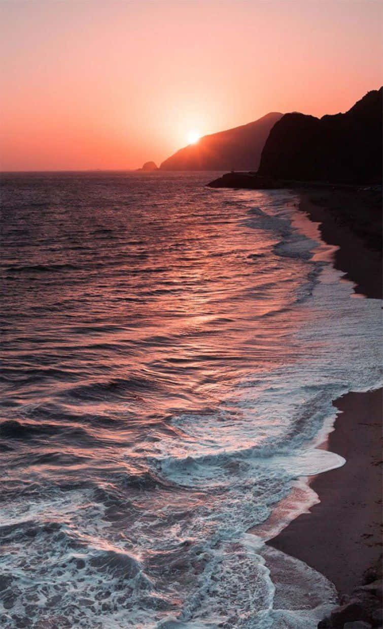 Sunset Beach iPhone, sunset, ocean, SD Phone Wallpaper