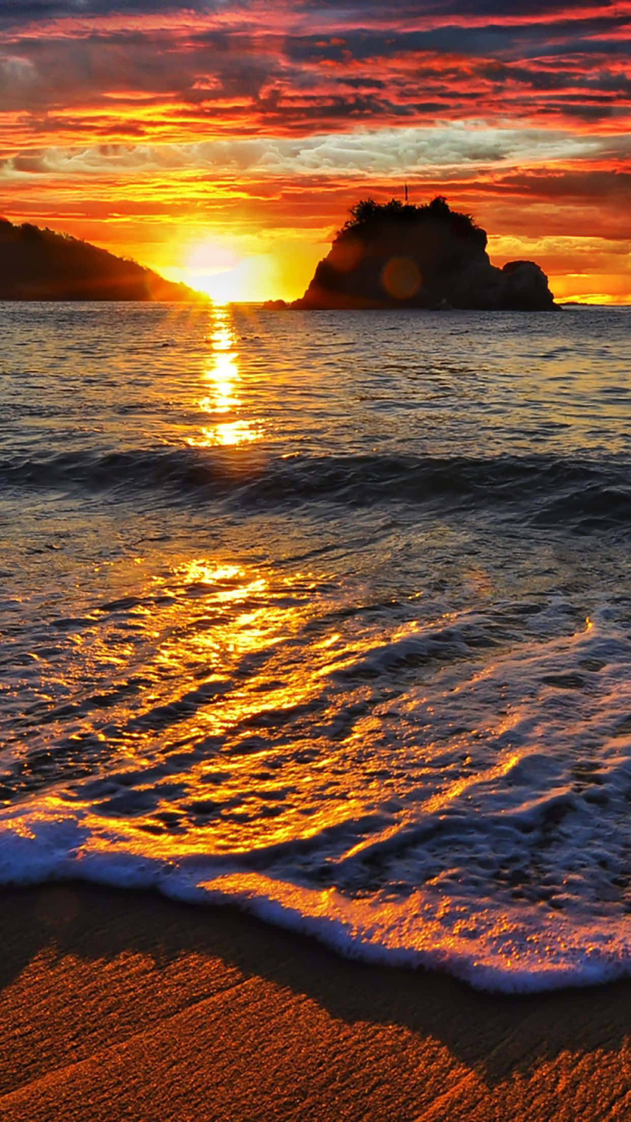 Sunset Beach iPhone, sunset, beach, Full HD Phone Wallpaper