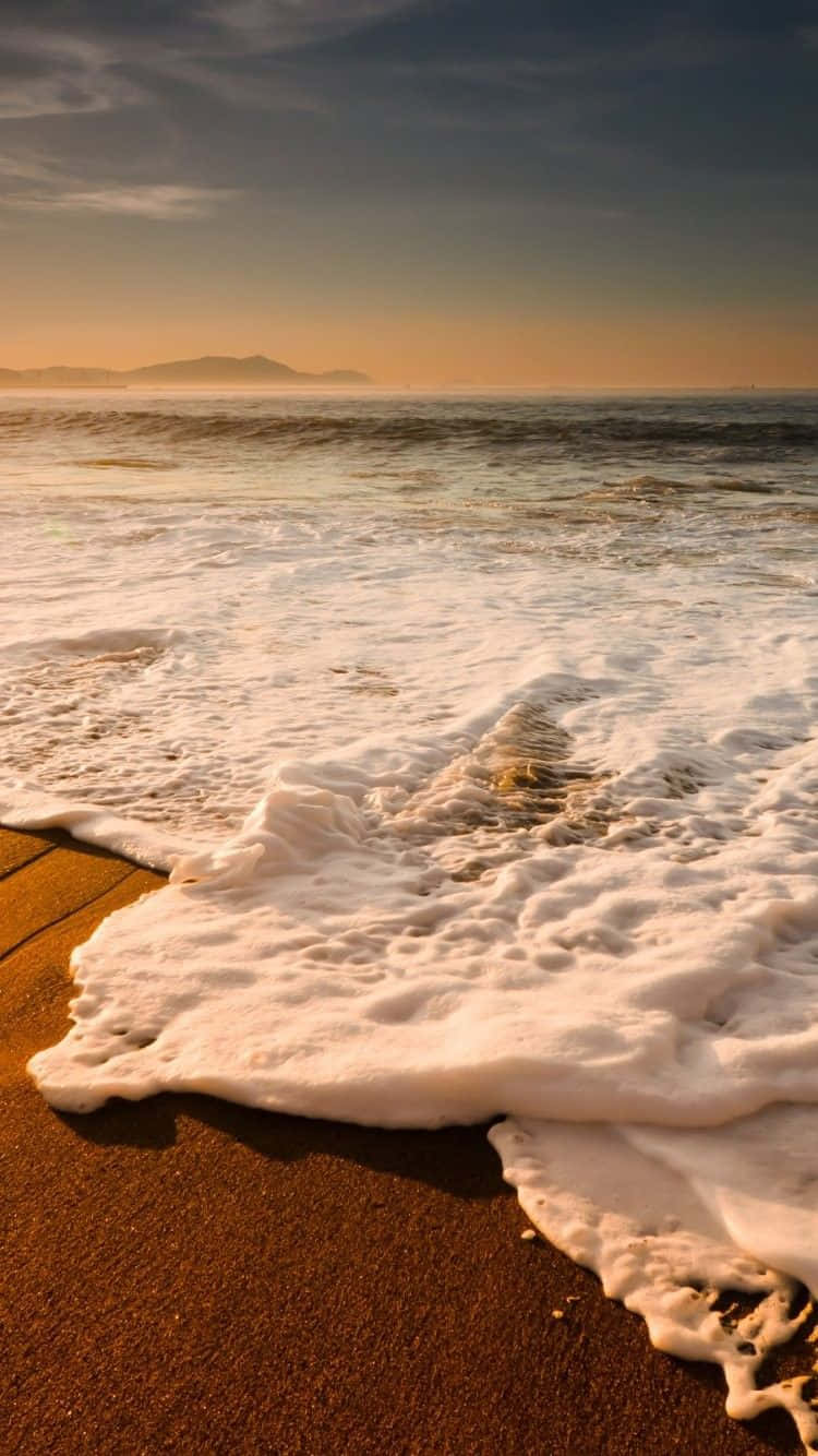 Sunset Beach iPhone, golden sunset, warm brown sand, HD Phone Wallpaper