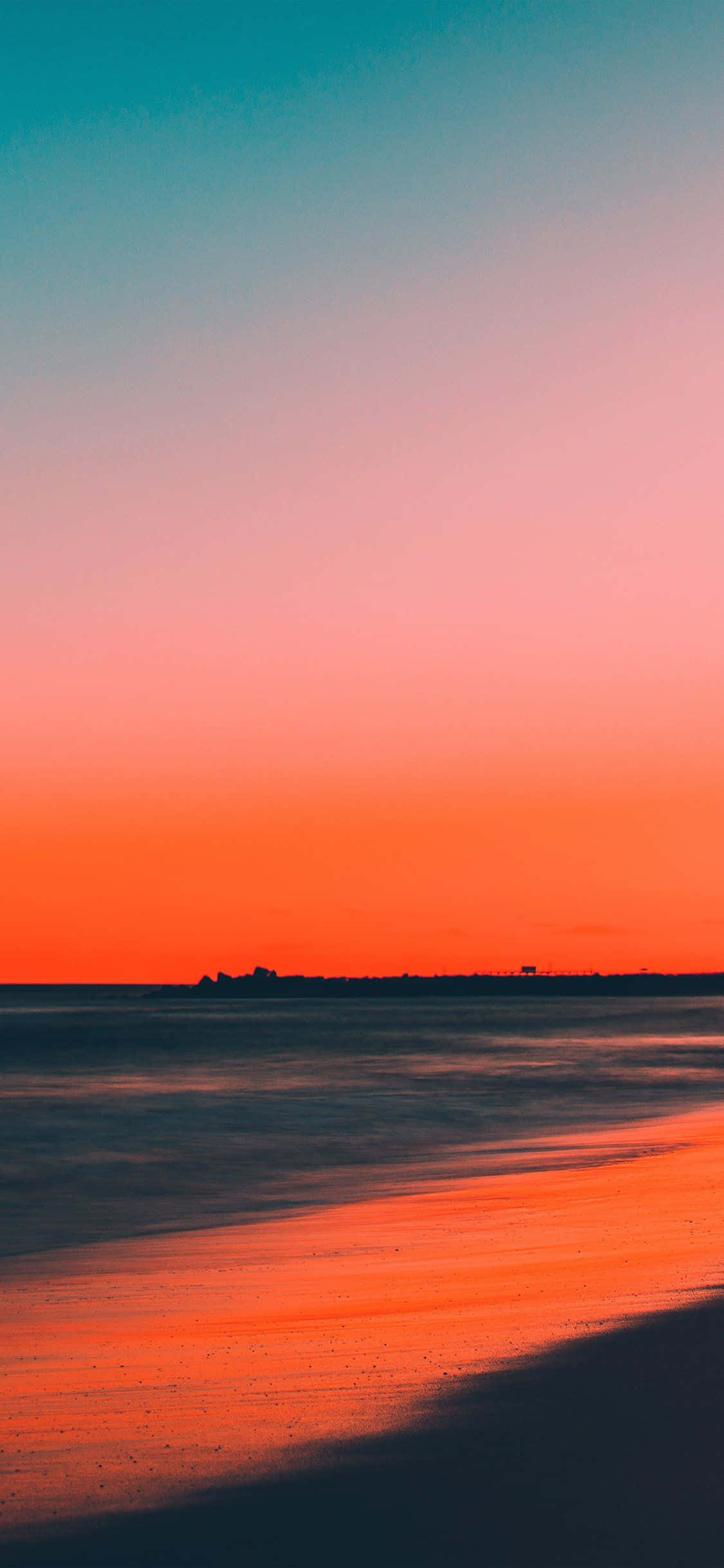 Sunset Beach iPhone, sunset beach, fiery orange sky, Full HD Phone Wallpaper