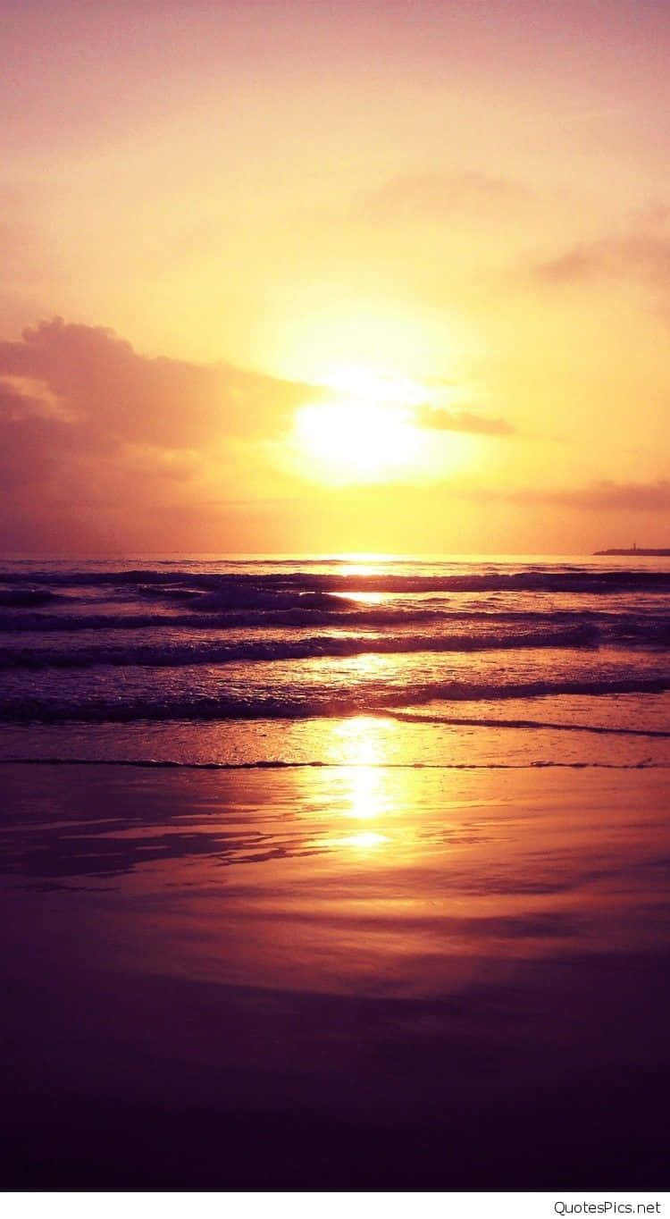 Sunset Beach iPhone, golden sunset, ocean waves, HD Phone Wallpaper