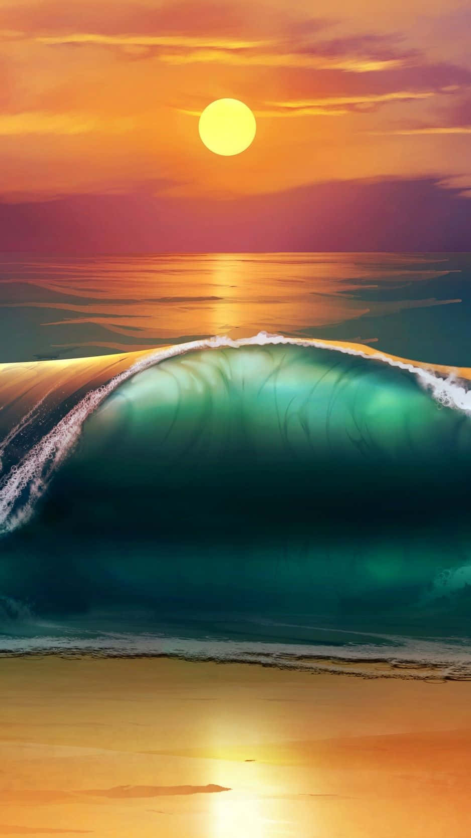 Sunset Beach, iPhone, turquoise wave, HD Phone Wallpaper