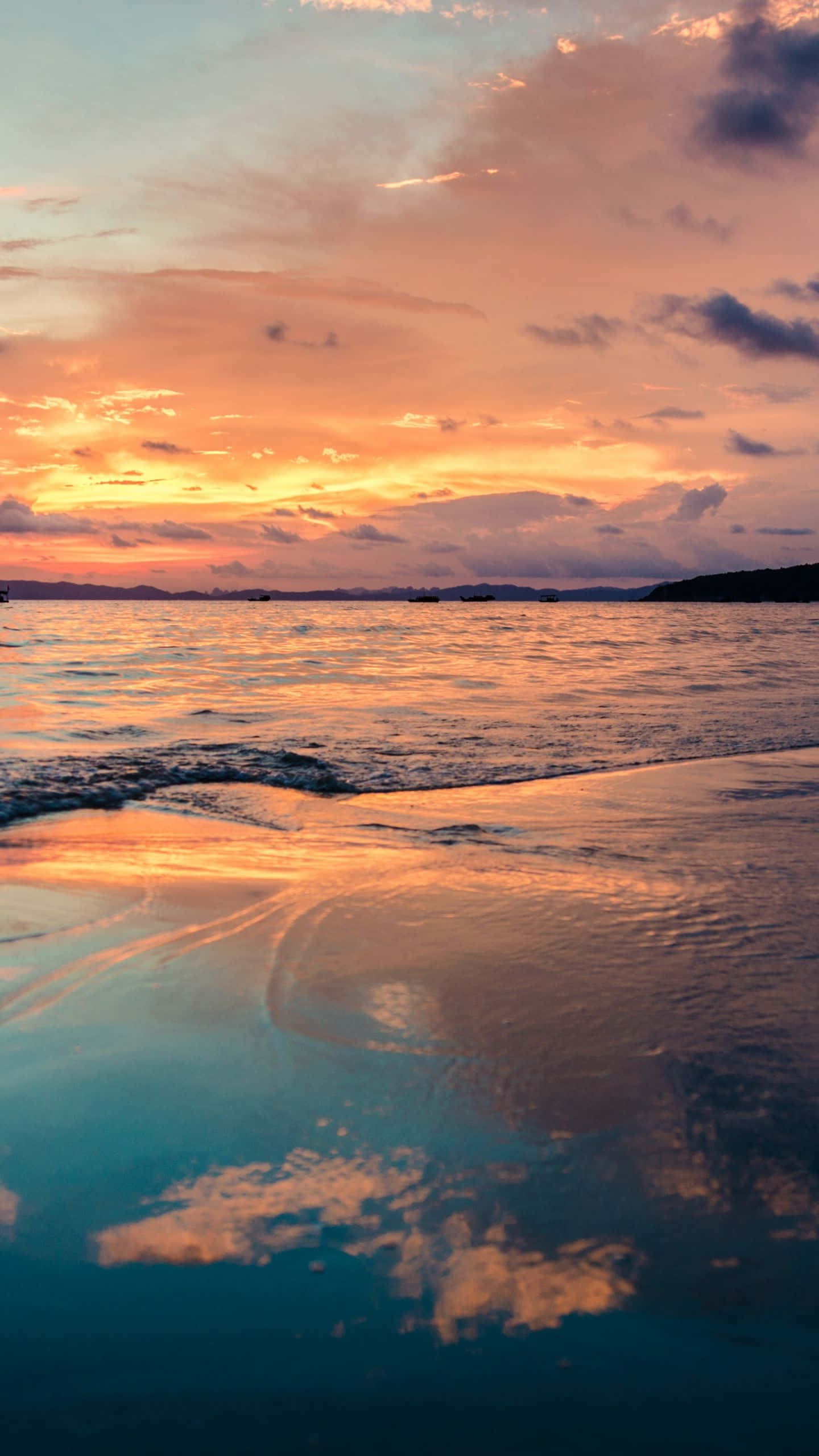 Sunset Beach, iPhone, sunset, 2K Phone Wallpaper