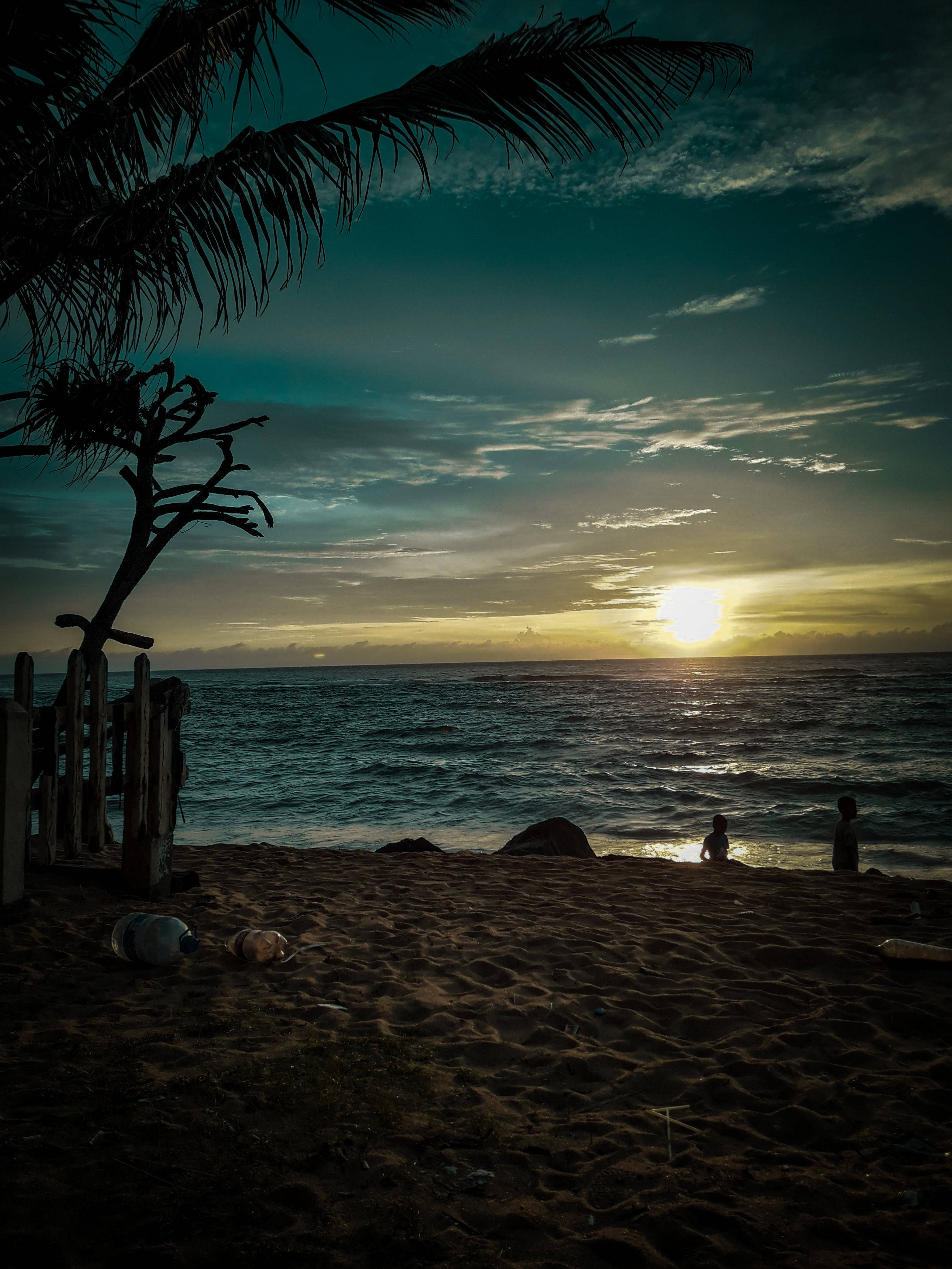 iPhone 7, beach, sunset, 4K Phone Wallpaper